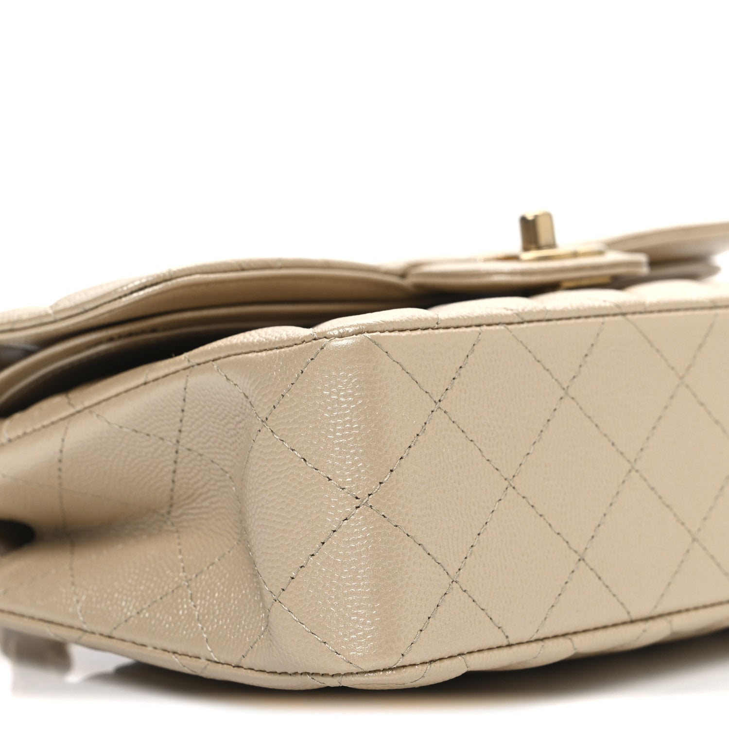 Metallic Caviar Quilted Small Double Flap Gold
