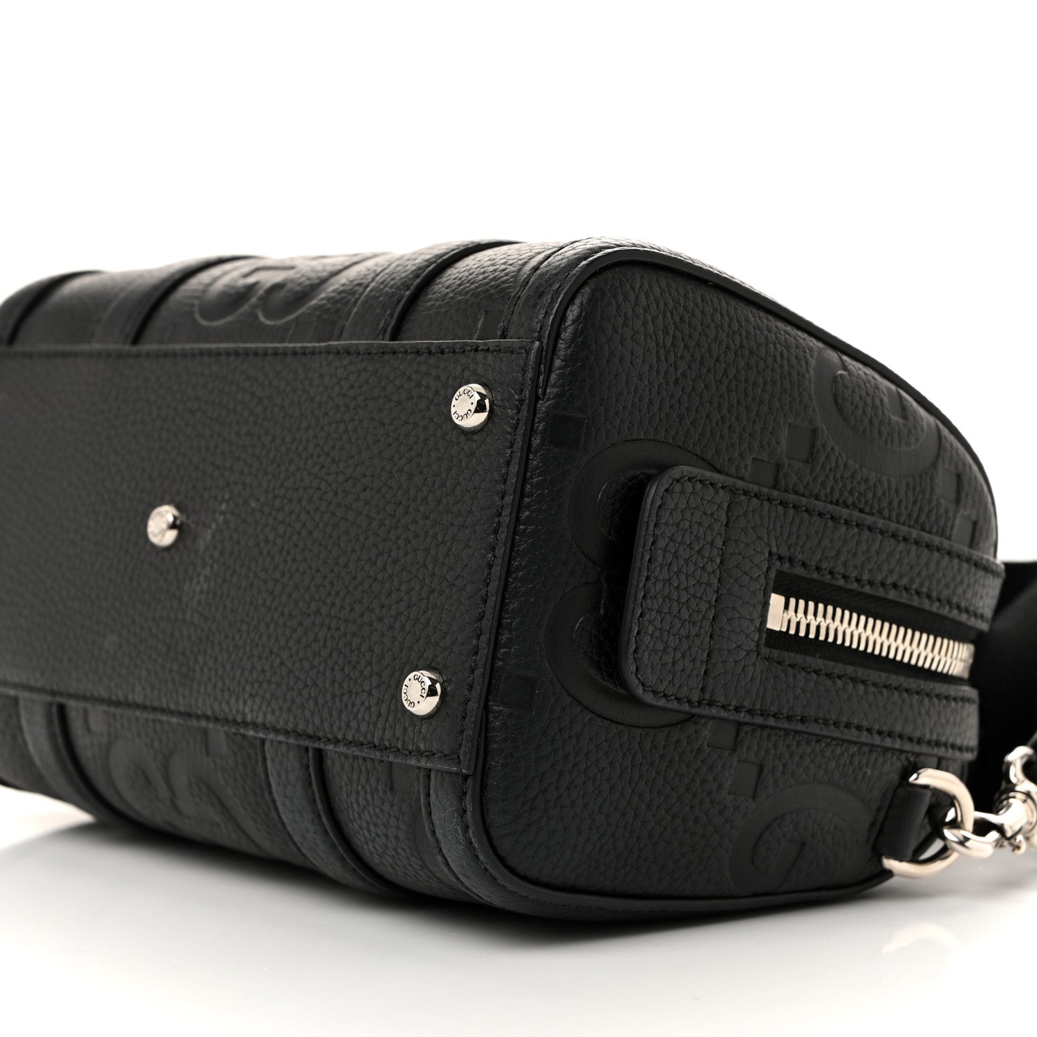 Piuma Calfskin Jumbo GG Embossed Mini Duffle Bag Black