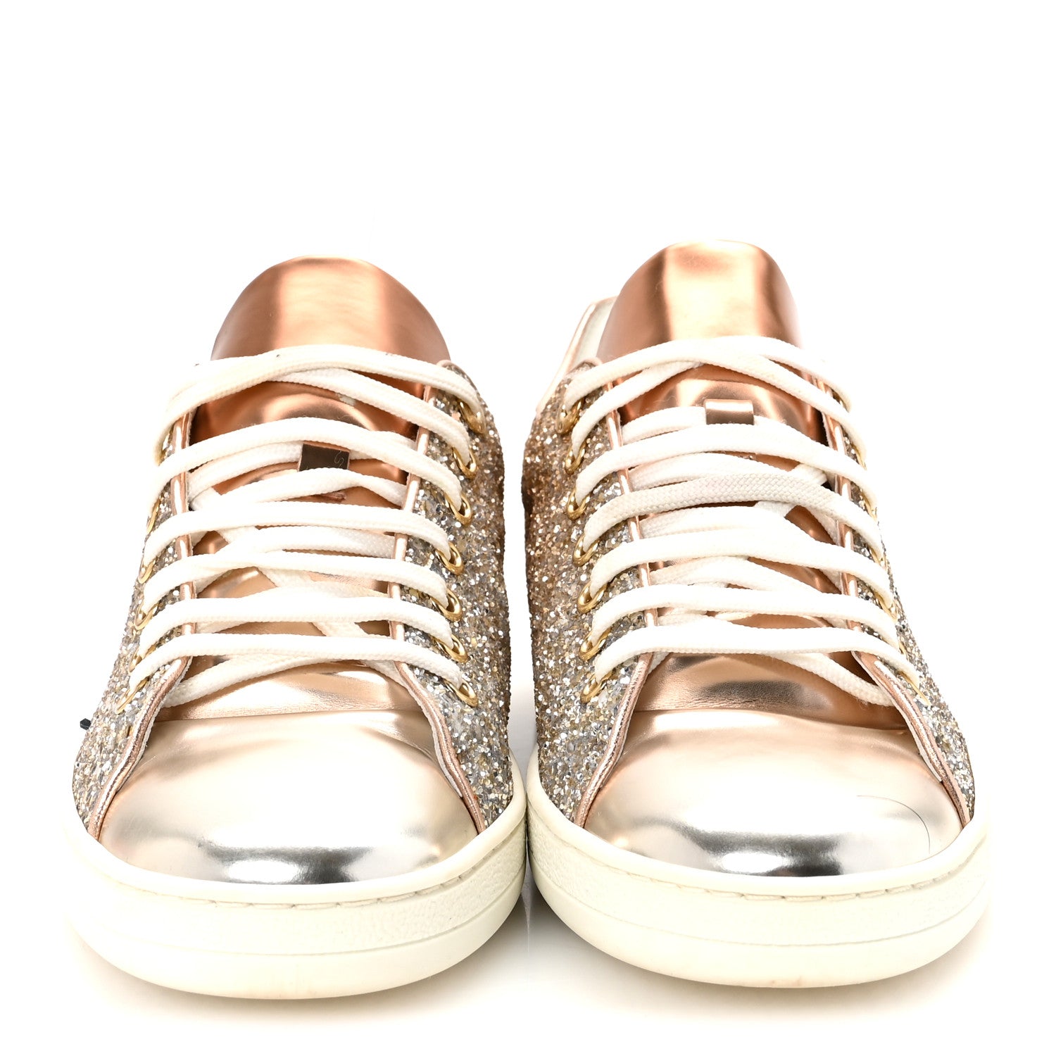 Metallic Glitter Frontrow Sneakers 37 Rose Gold