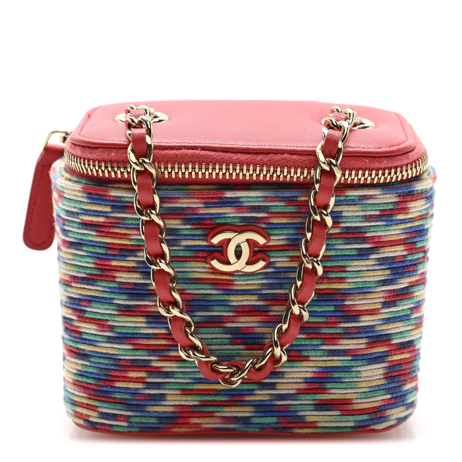 Embroidered Thread Mini Vanity With Chain Multicolor