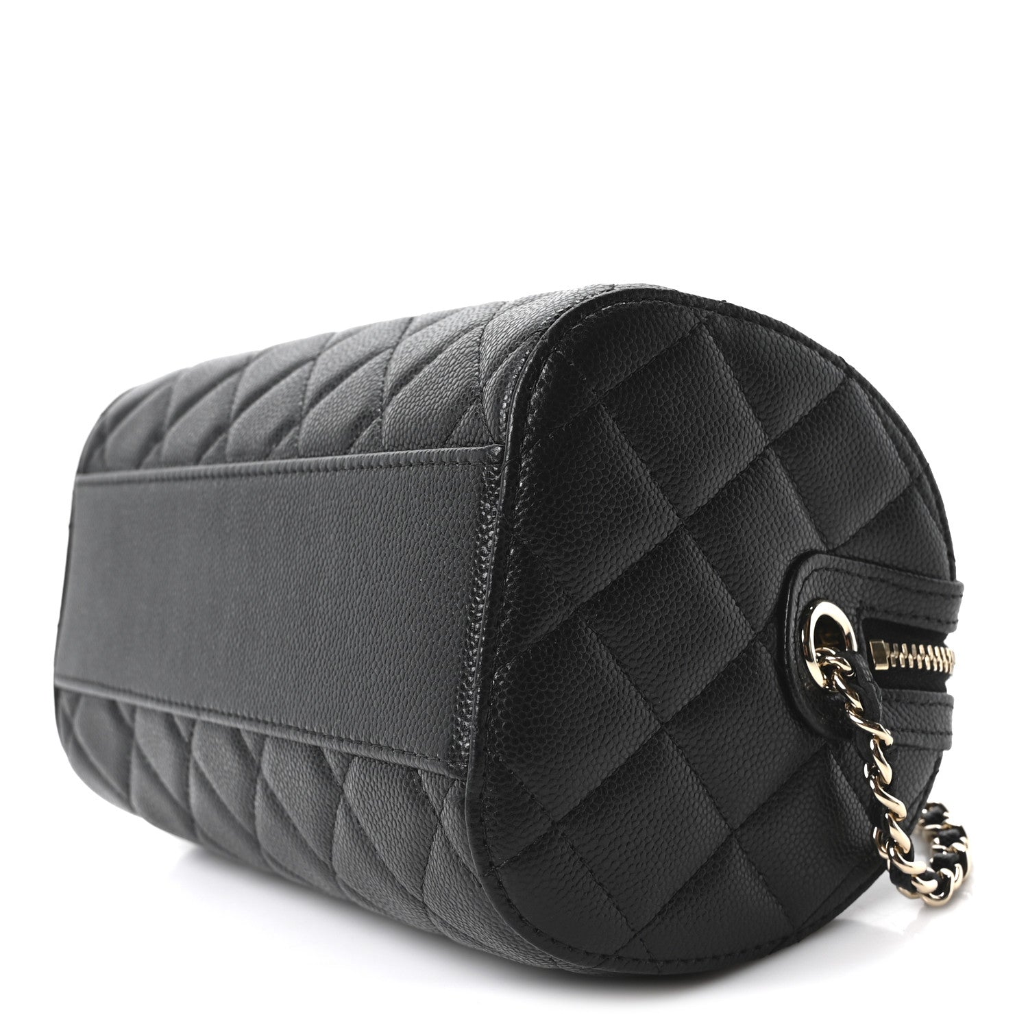 Caviar Quilted Barrel Purse With Chain  Black