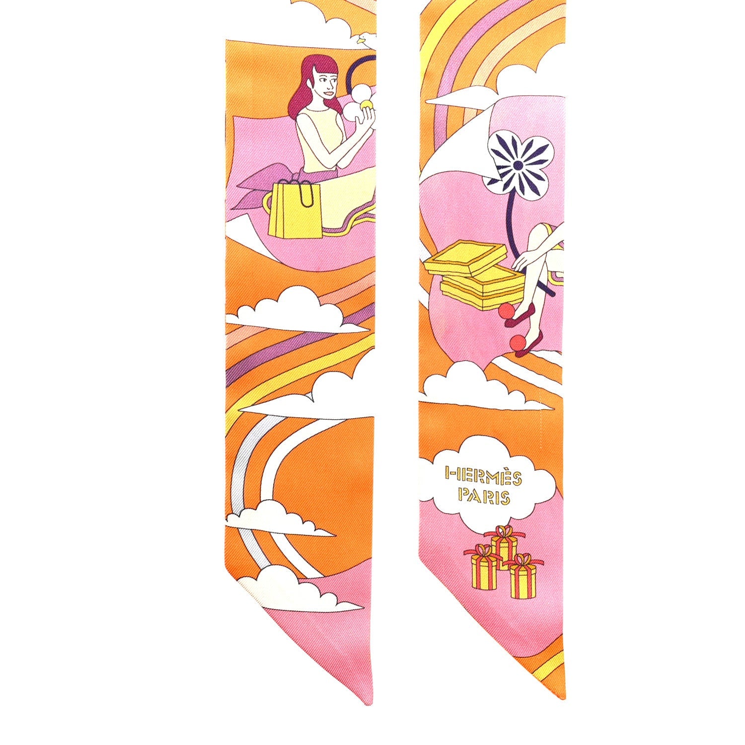 Silk Carres Volants Twilly Orange Rose Malaba