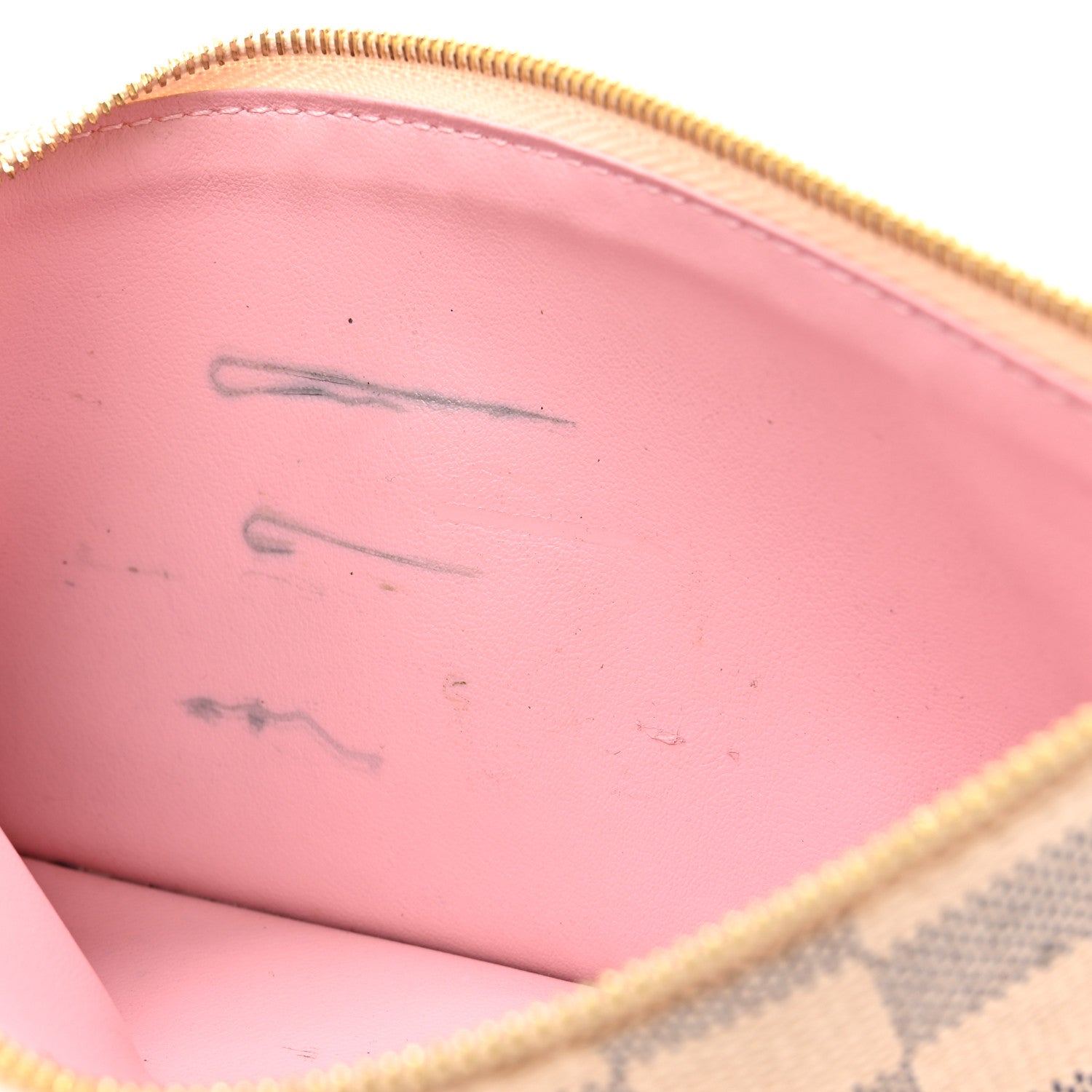 Damier Azur Pochette Felicie Chain Wallet Rose Ballerine
