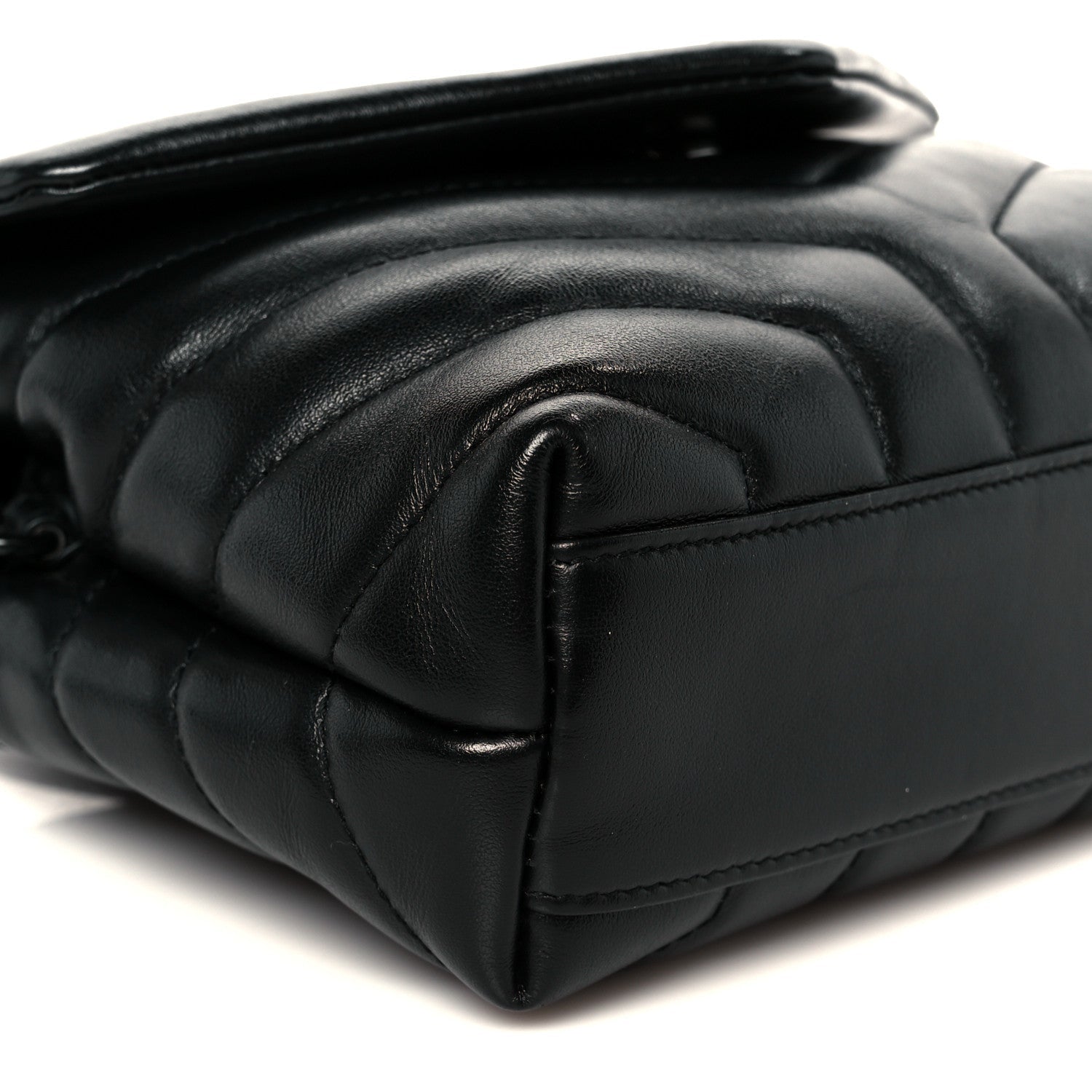 Calfskin Y Quilted Monogram Toy Loulou Crossbody Bag Black