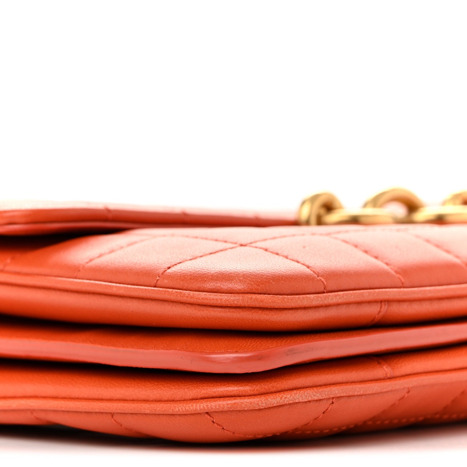 Lambskin Carre Quilted Le Maillon Satchel Orange