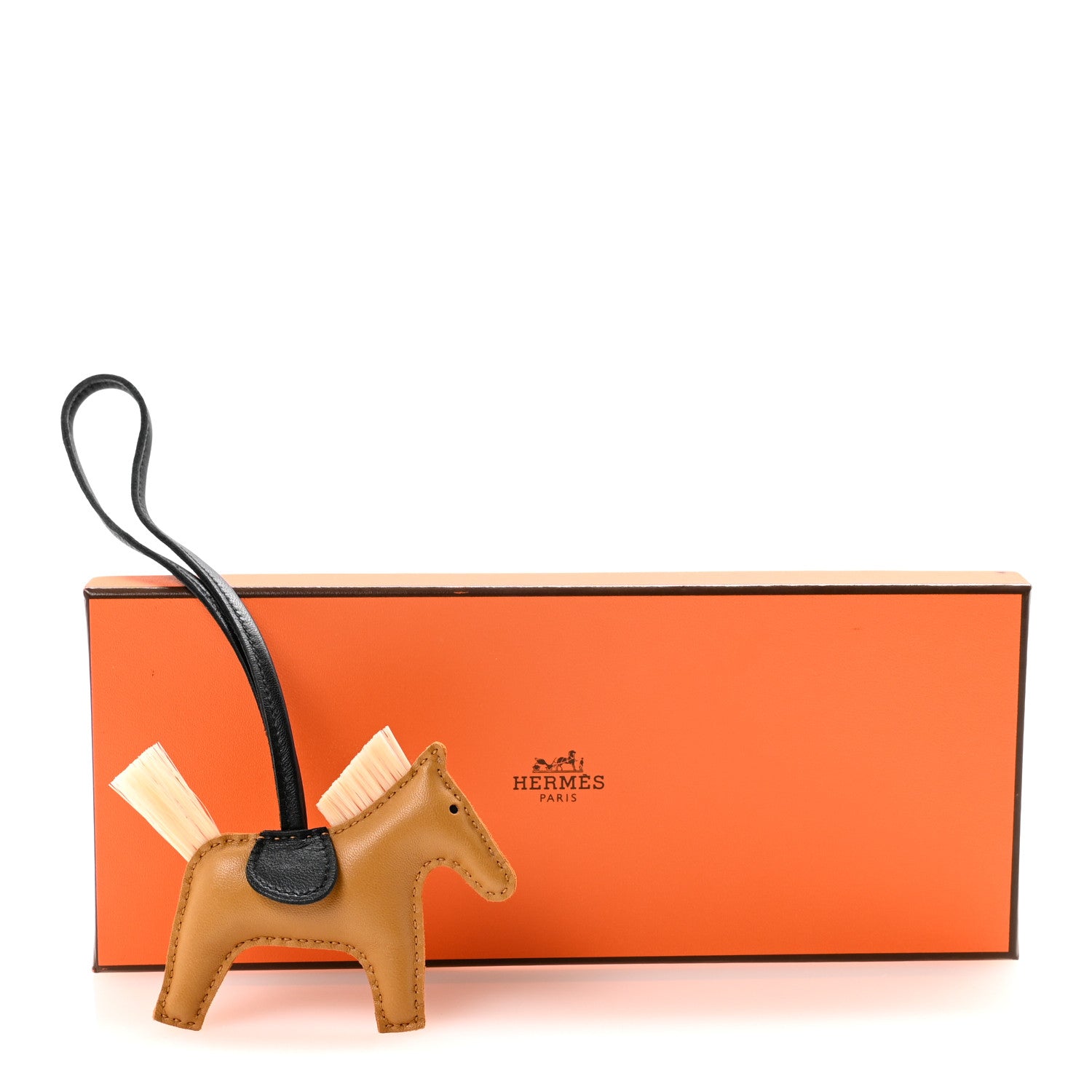 Milo Lambskin Horse Hair Grigri Rodeo Bag Charm PM Sesame Craie Black