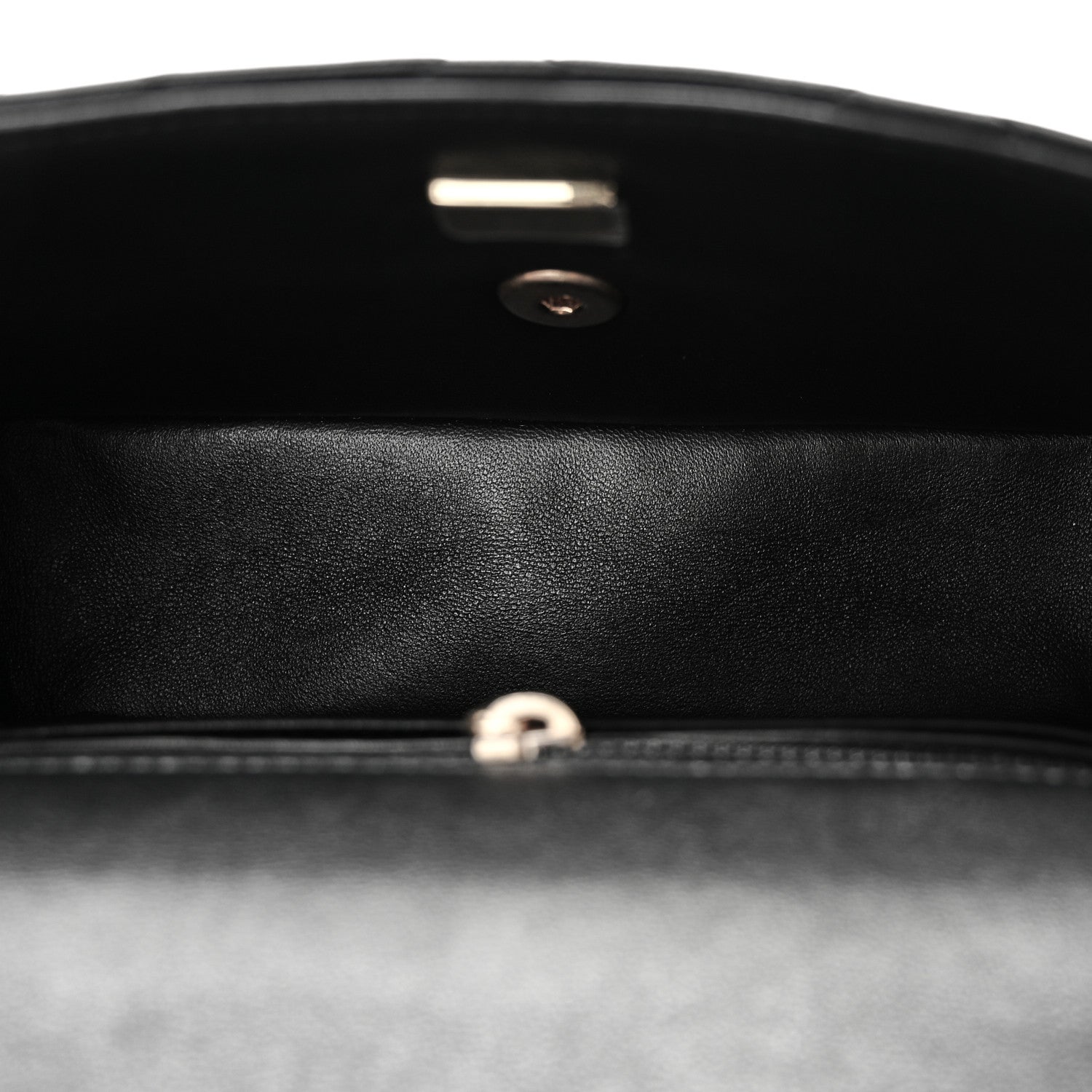 Shiny Lambskin Quilted Pearl Twist Mini Square Flap Black