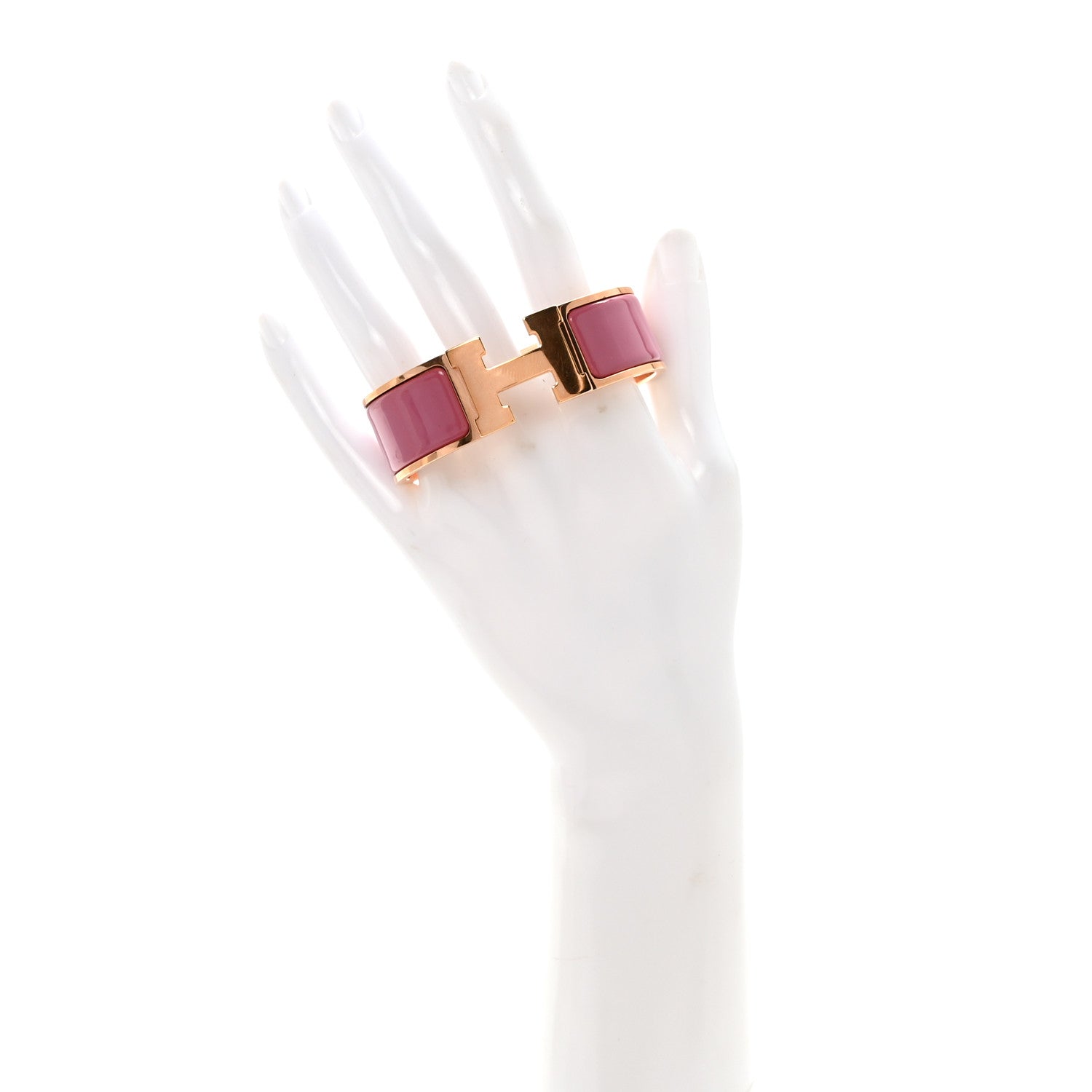 Enamel Wide Clic Clac H Bracelet GM Rose Velours