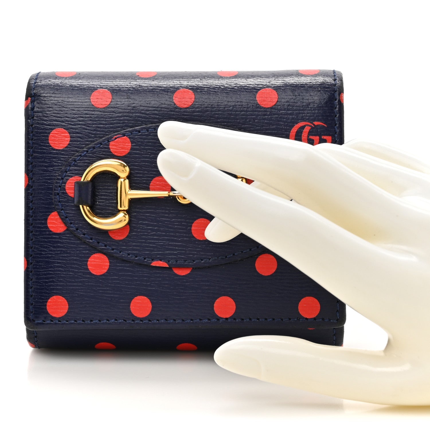 Shangai Calfskin Polka Dot Horsebit 1955 Flap Card Case Wallet Blue Orange Sailor Blue