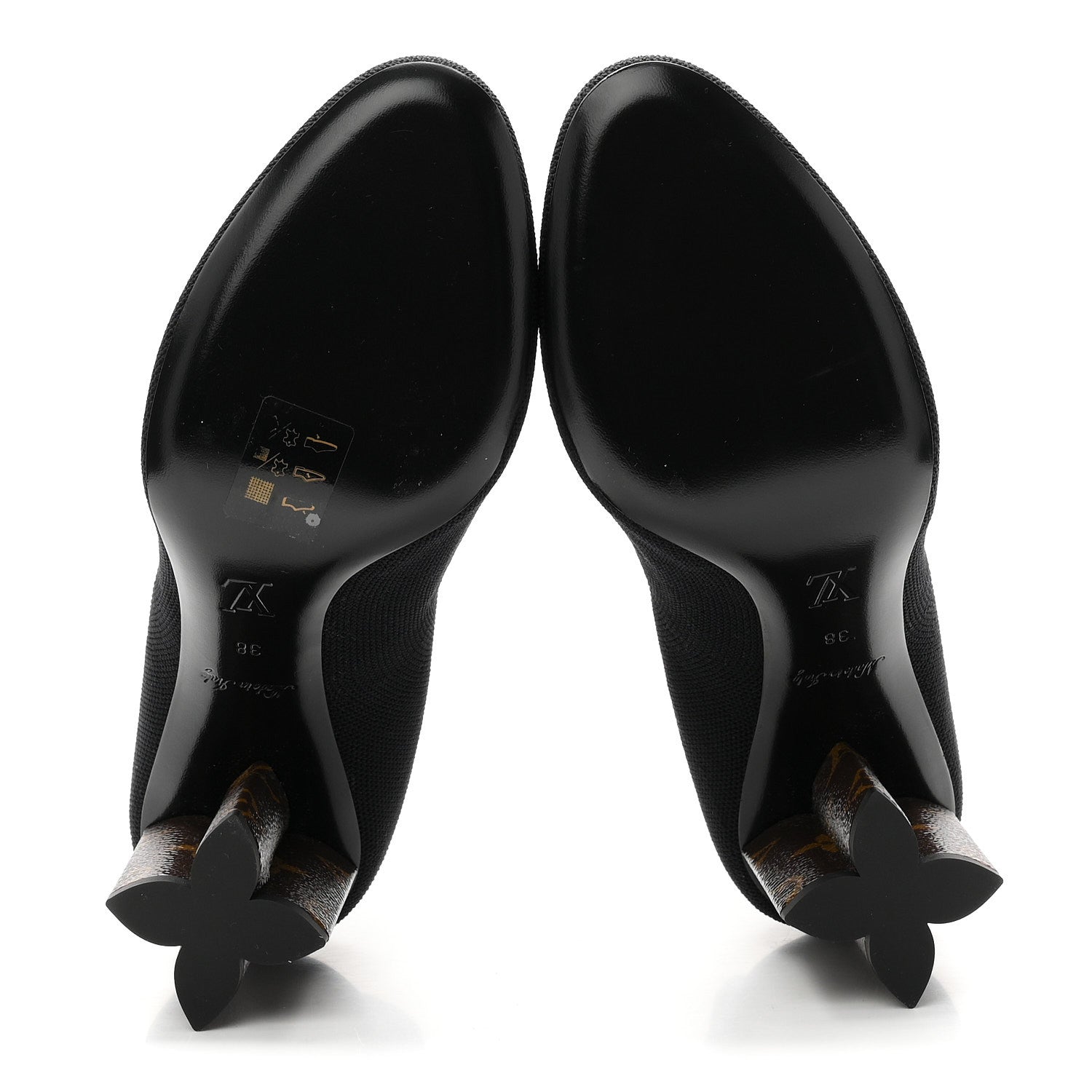 Monogram Stretch Fabric Silhouette Ankle Boots 38 Black