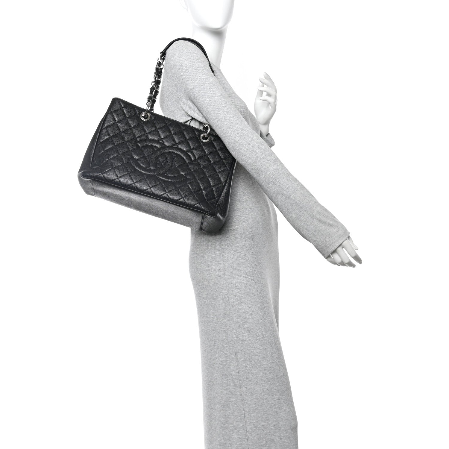 Caviar Quilted Grand Shopping Tote GST Black