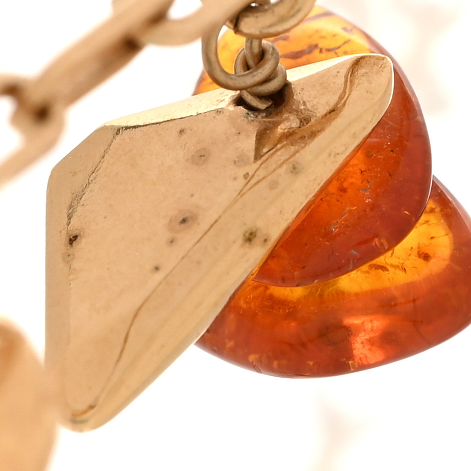 Pearl Amber CC Long Necklace Gold