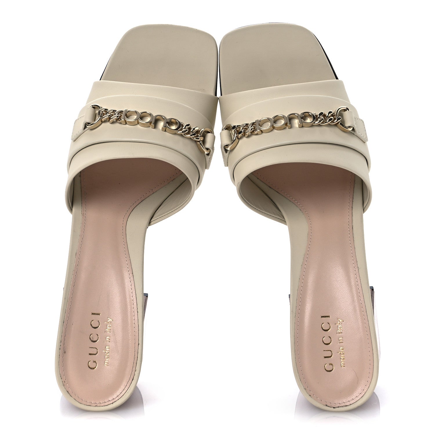 Calfskin Signoria 75mm Slide Sandals 39.5 New Ivoire