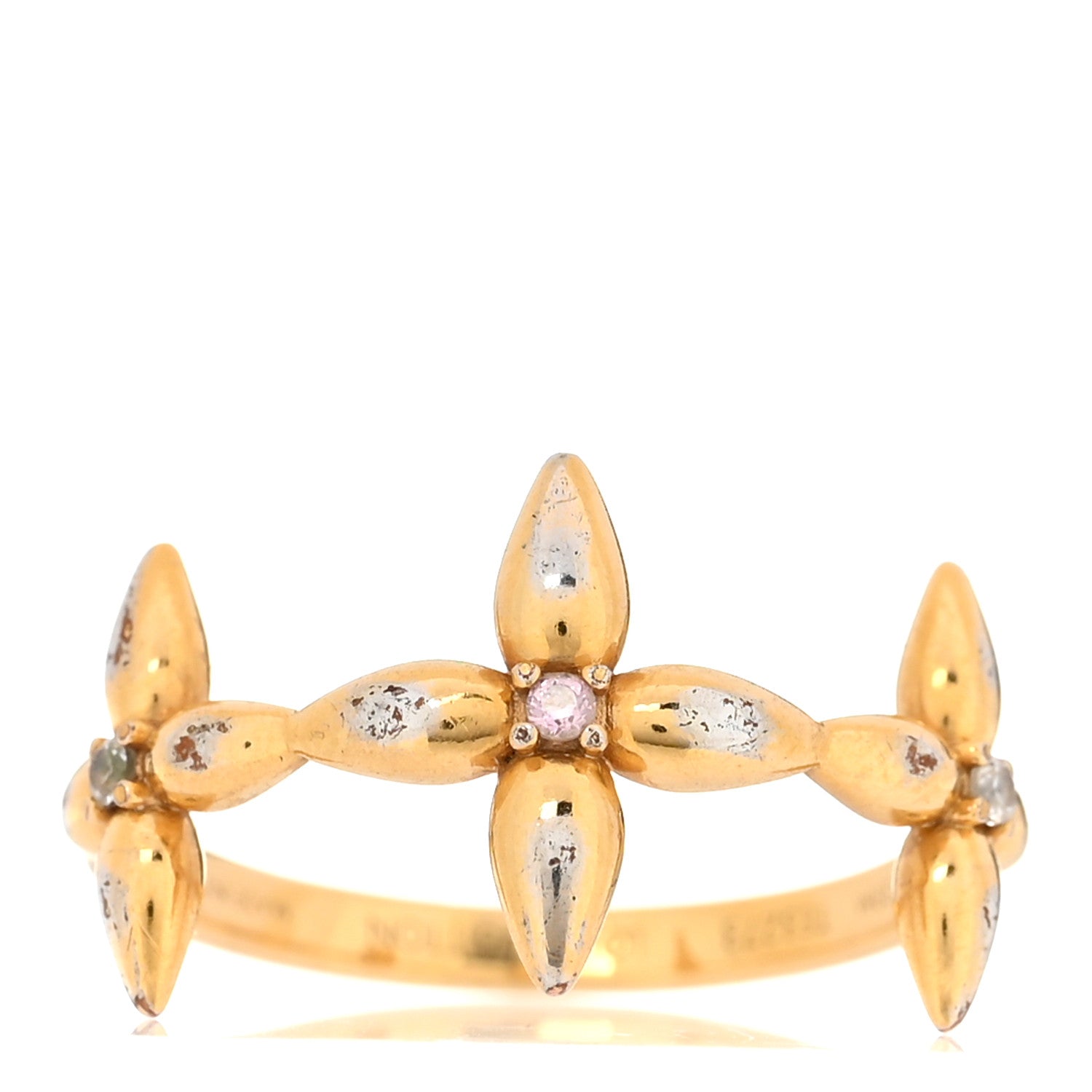 Metal Crystal Louisette Signature Ring M Gold