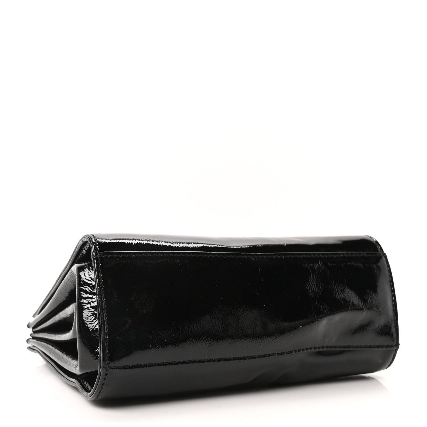 Patent Mademoiselle Lock Convertible Wrist Clutch Bag Black