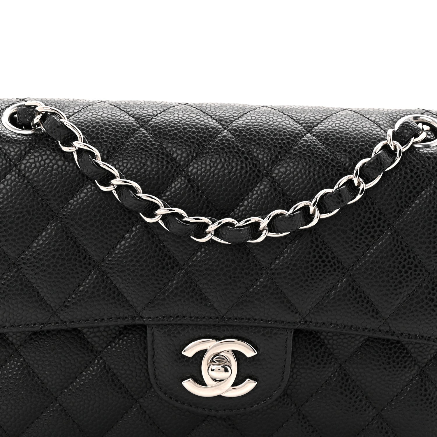 Caviar Quilted Small Double Flap Black