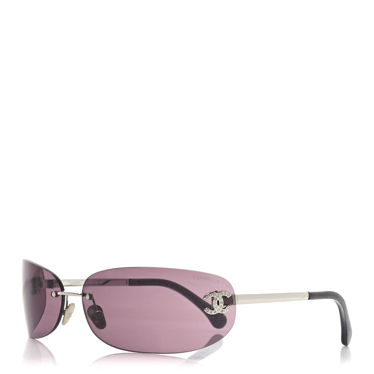 Metal Crystal CC Oval Sunglasses 71560 Silver