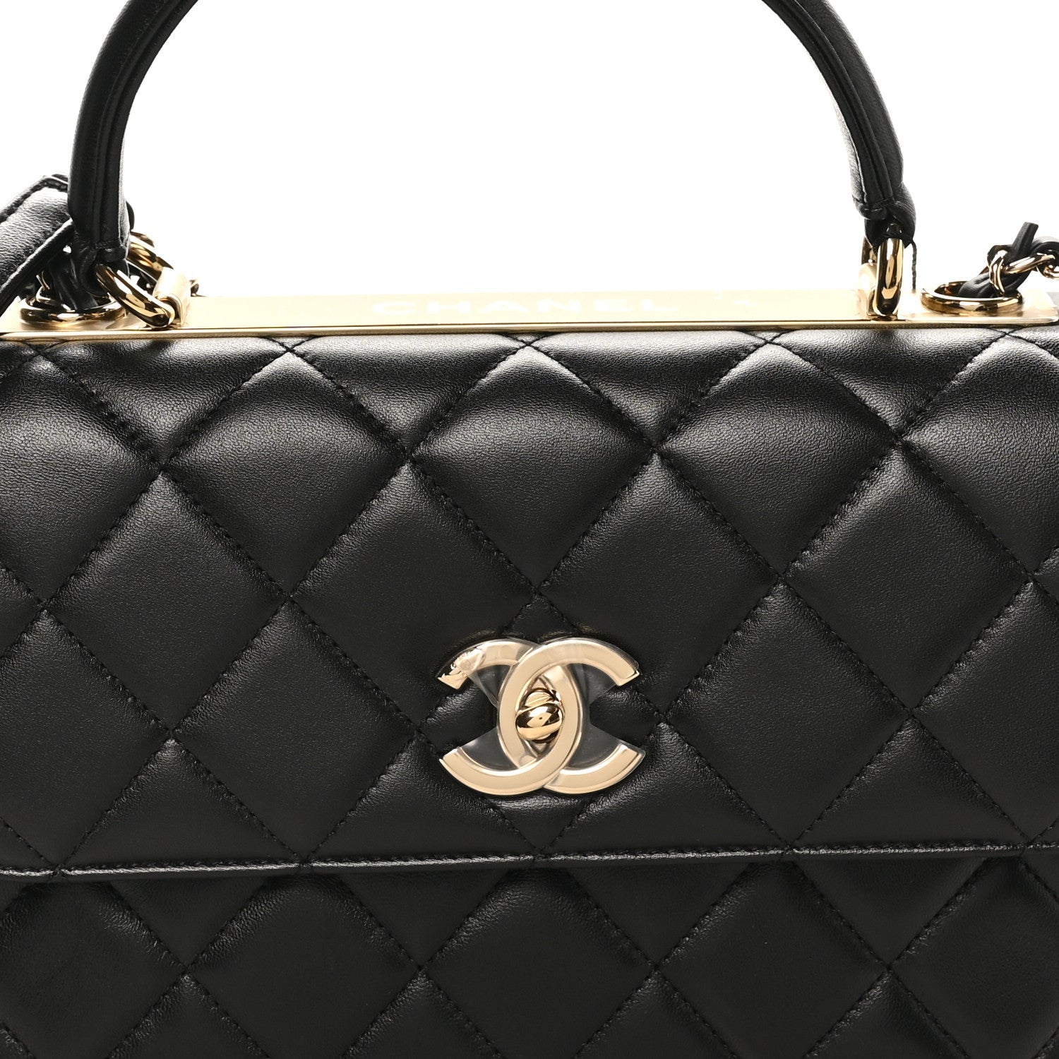 Lambskin Quilted Small Trendy CC Dual Handle Flap Bag Black