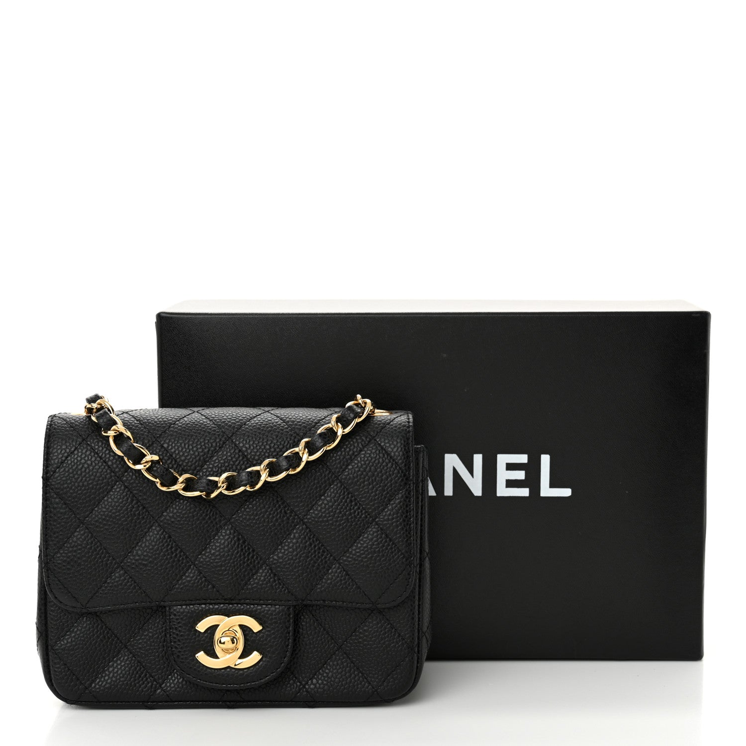 Caviar Quilted Mini Square Flap Black