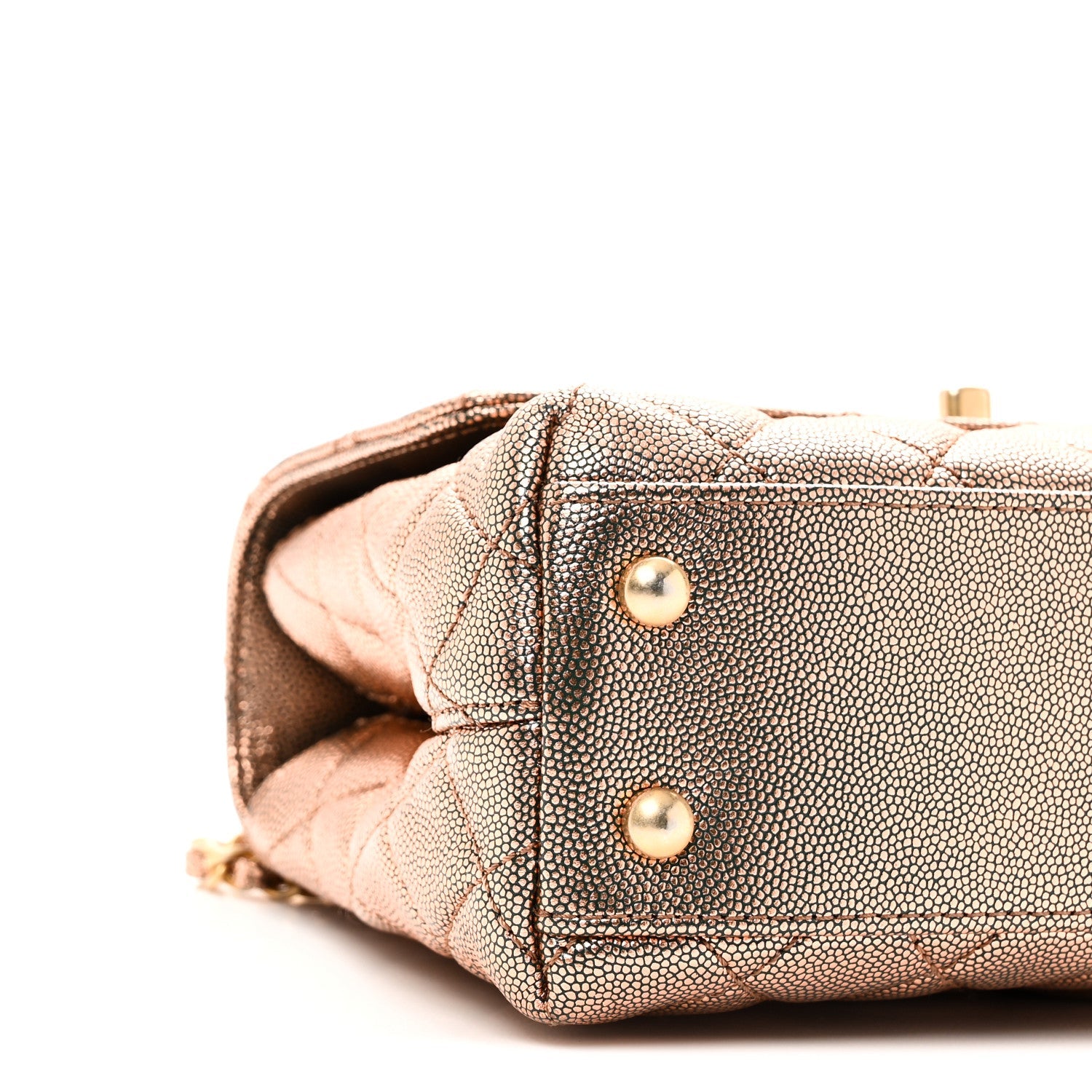 Metallic Caviar Quilted Mini Coco Handle Flap Gold