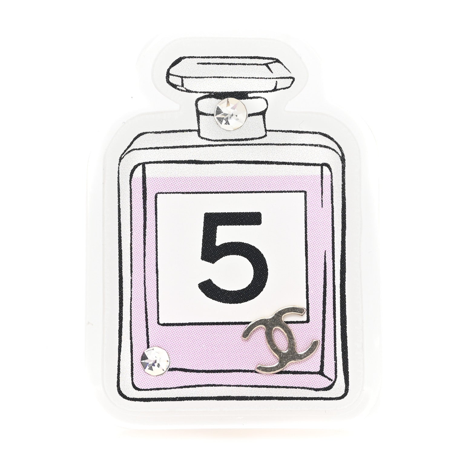 Resin Crystal CC No 5 Brooch Pink White