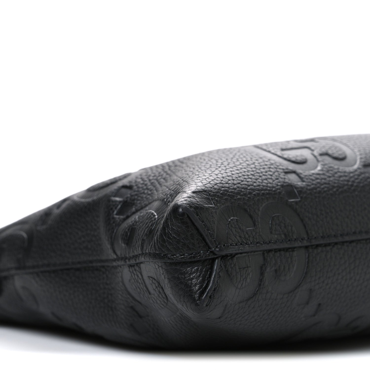 Piuma Calfskin Jumbo GG Embossed Medium Wristlet Messenger Bag Black