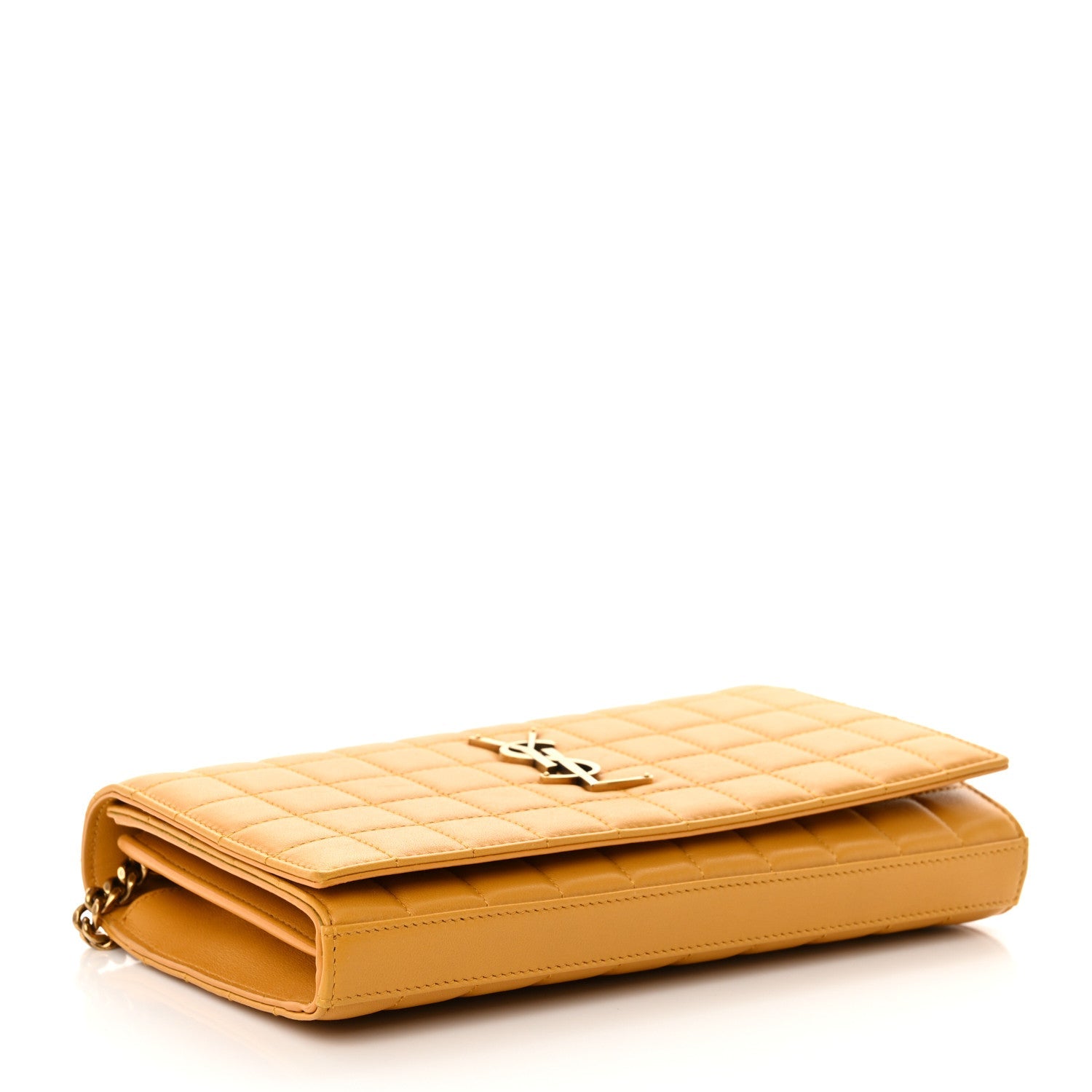 Lambskin Carre Quilted Cassandre Chain Wallet Saffran