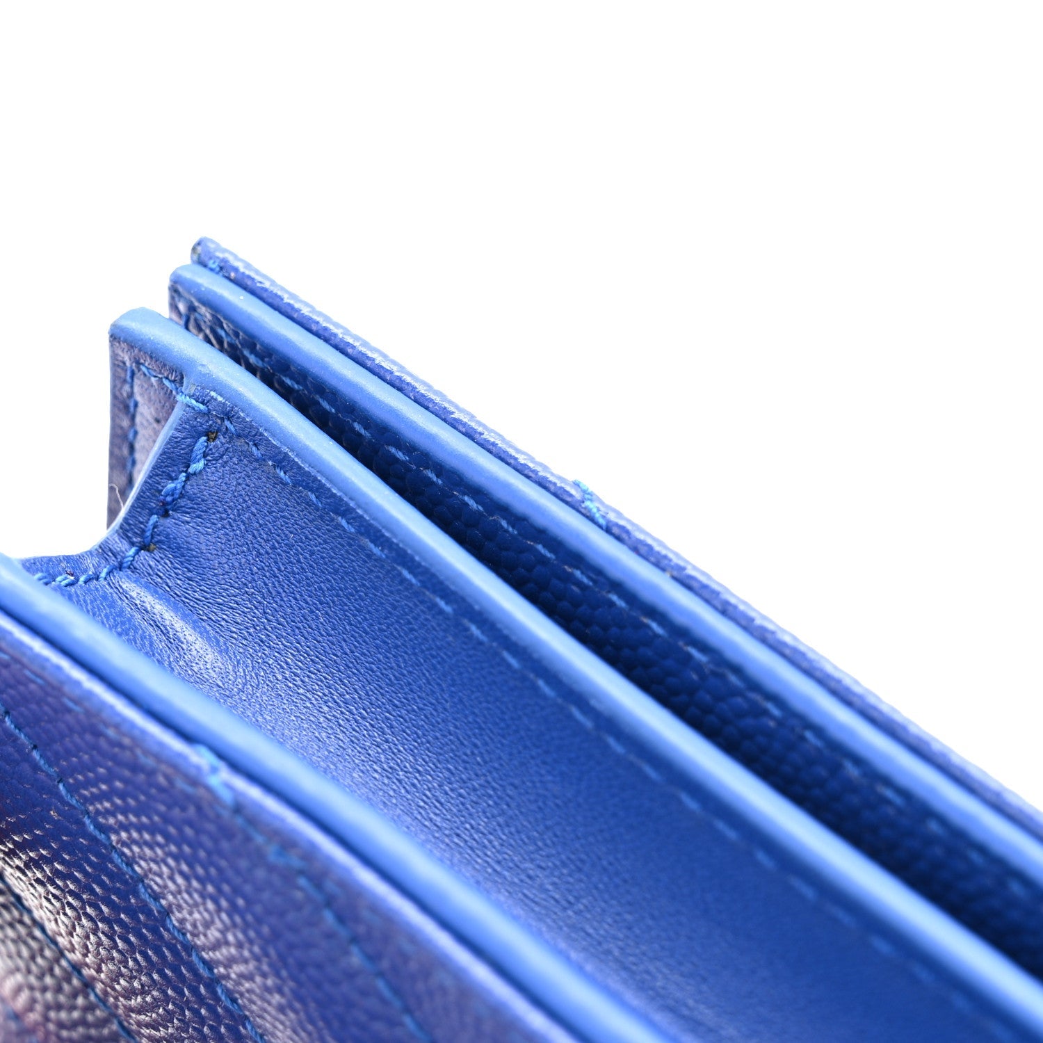 Grain De Poudre Matelasse Chevron Monogram Flap Card Case Blue Gitano