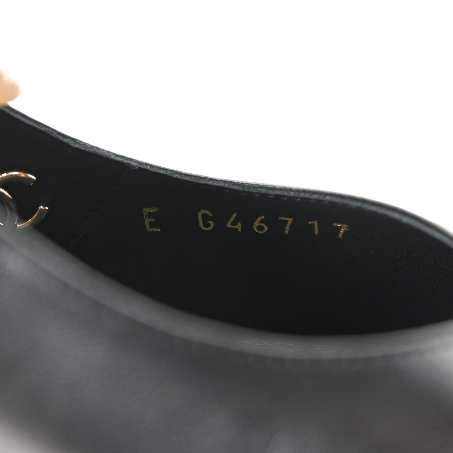 Shiny Lambskin Patent Calfskin Cap Toe Ankle Pearl Chain Pumps 39.5 Black
