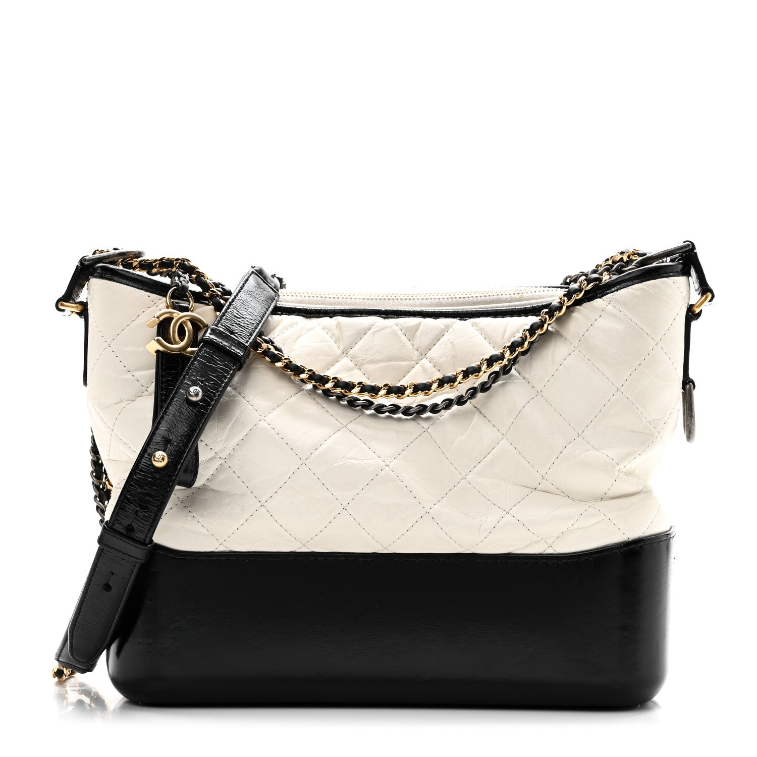 Aged Calfskin Quilted New Medium Gabrielle Hobo White