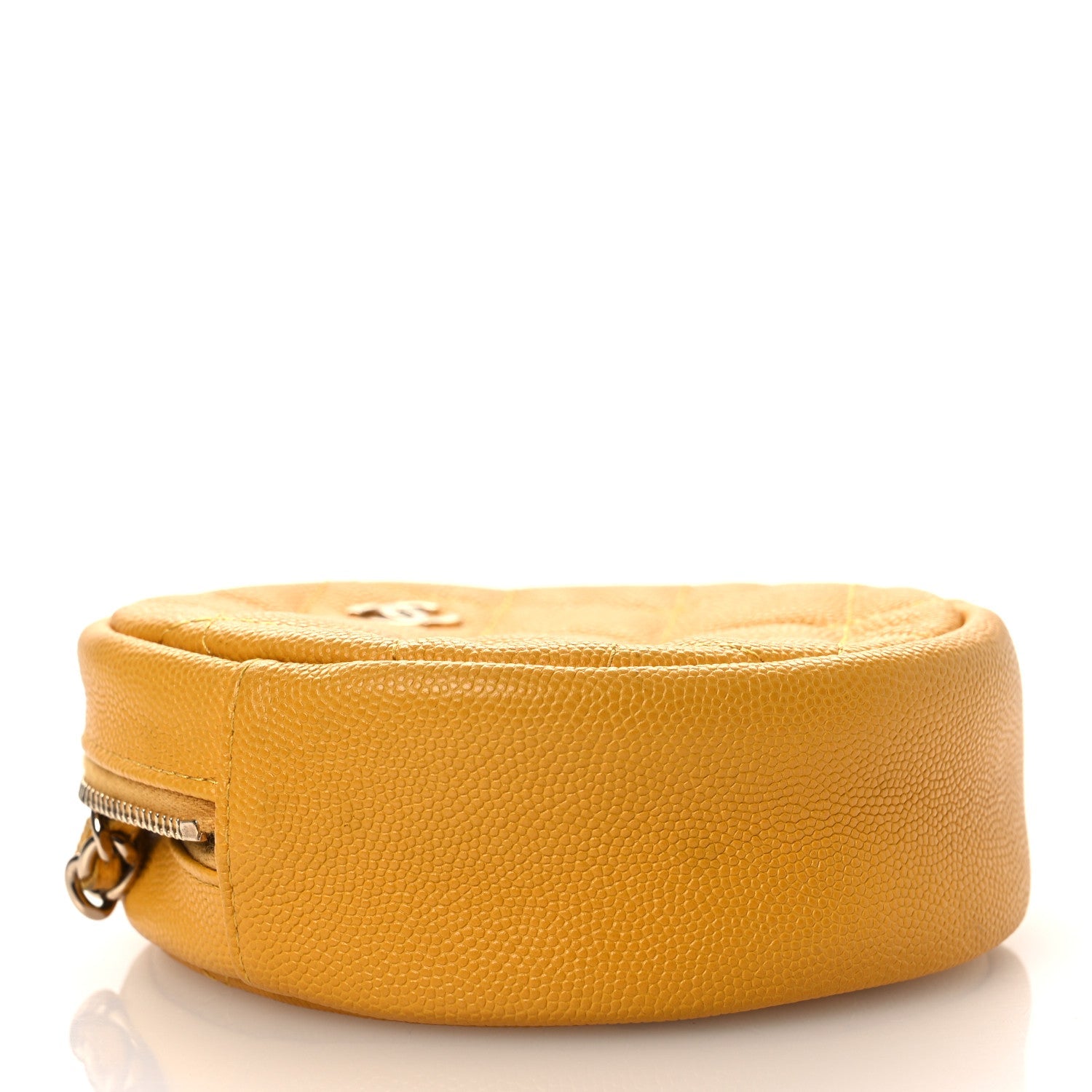 Caviar Quilted Round Clutch With Chain Yellow