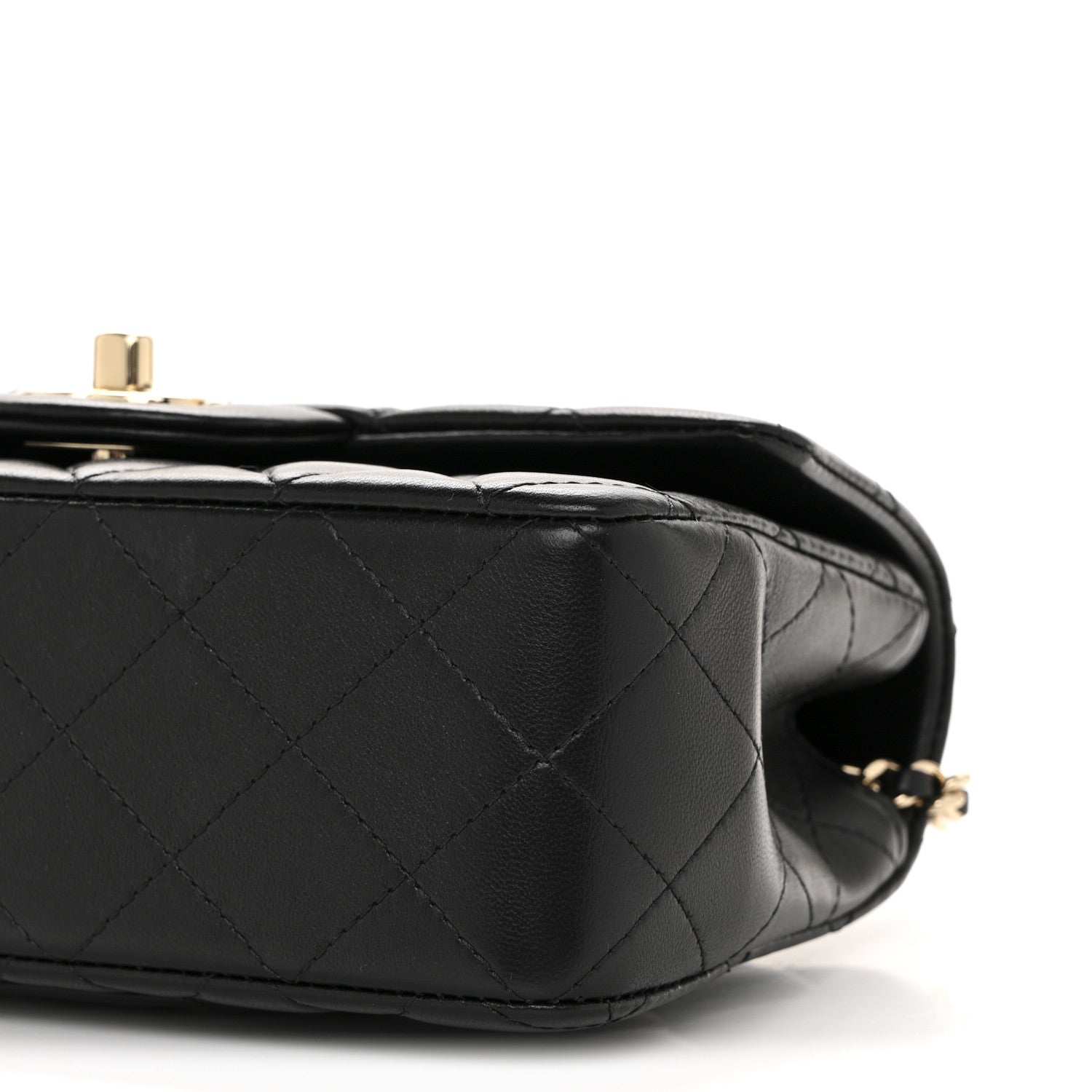 Lambskin Quilted Mini Top Handle Rectangular Flap Black