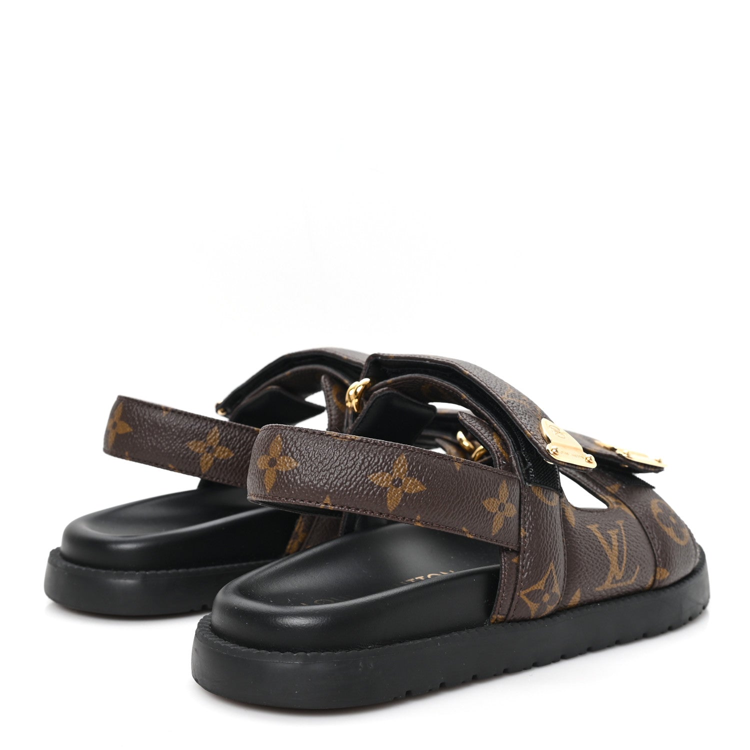 Monogram LV Sunset Comfort Flat Sandals 36 Cacao Brown