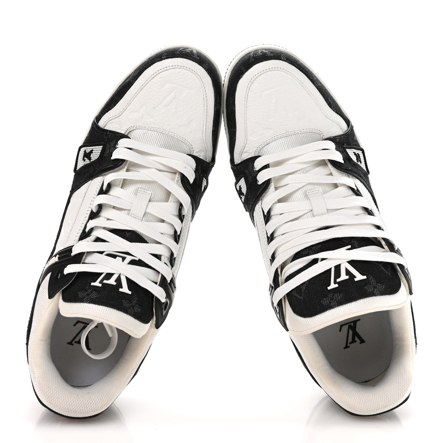 Calfskin Monogram Denim Mens LV Trainer Sneakers 8.5 Black
