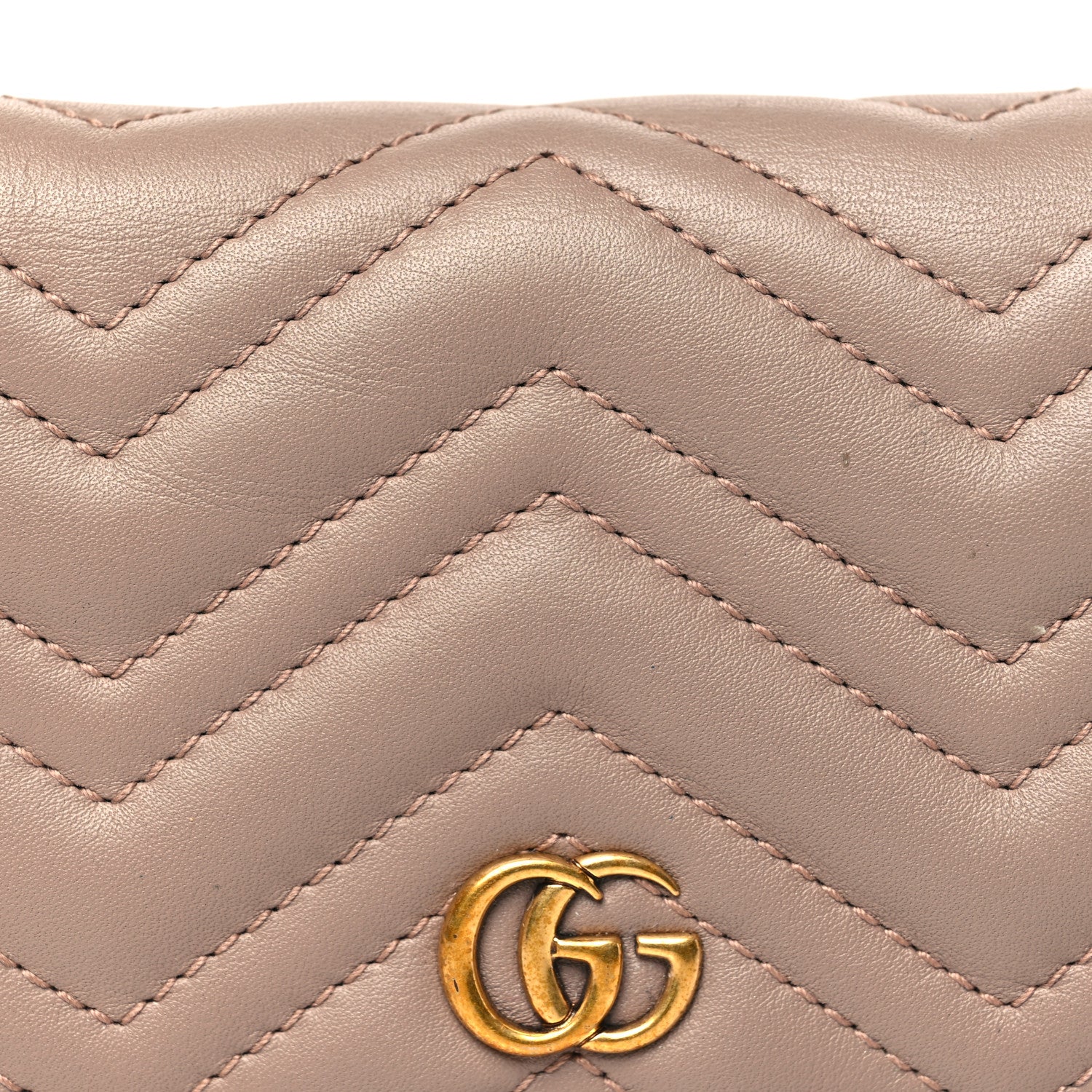 Calfskin Matelasse GG Marmont Card Case Wallet Porcelain Rose