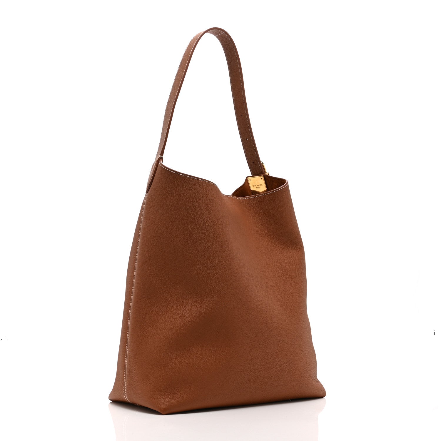 Grained Calfskin Low Key Hobo MM Cognac
