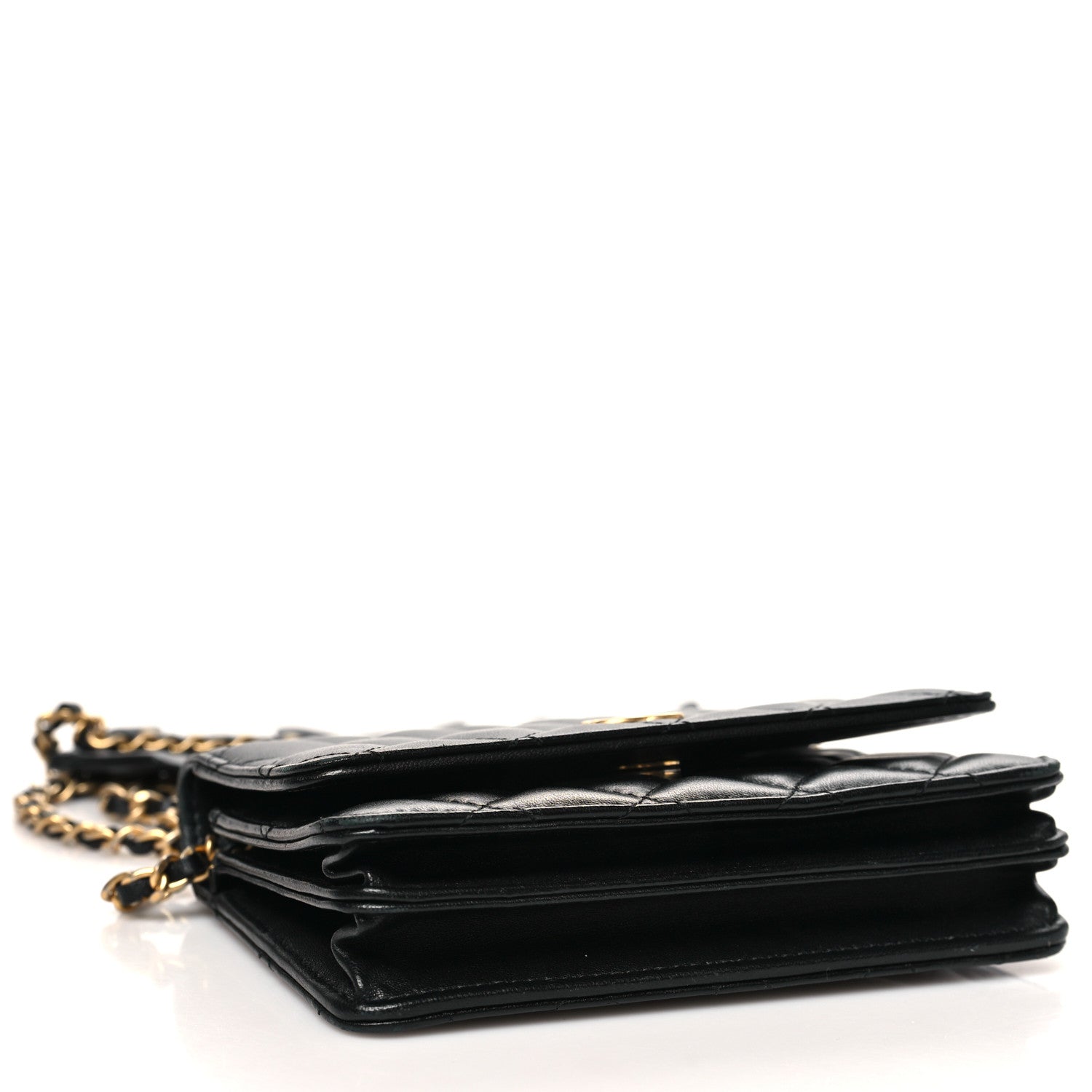 Lambskin Quilted Mini Romance Wallet On Chain WOC Black