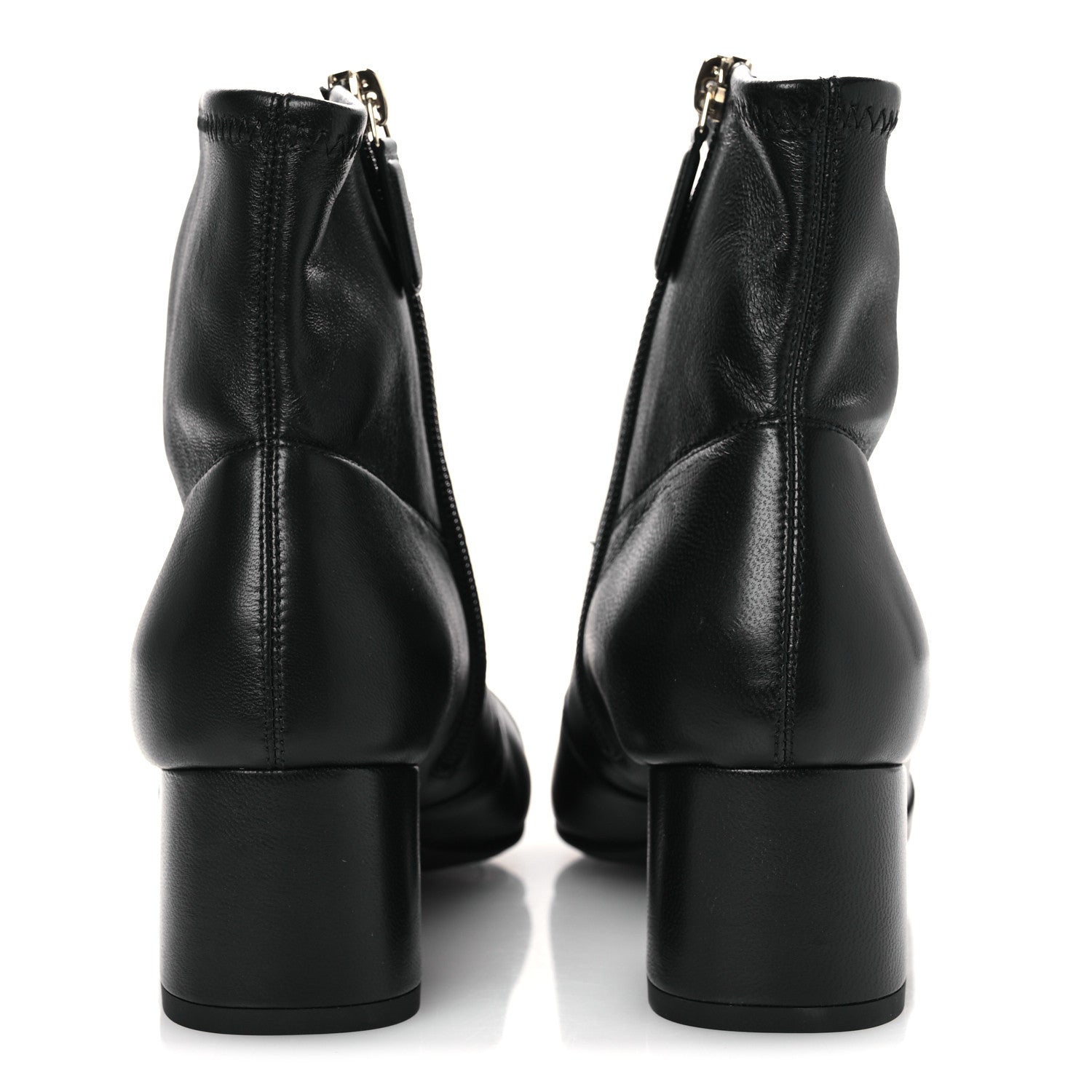 Stretch Lambskin Cap Toe CC Short Boots 36.5 Black