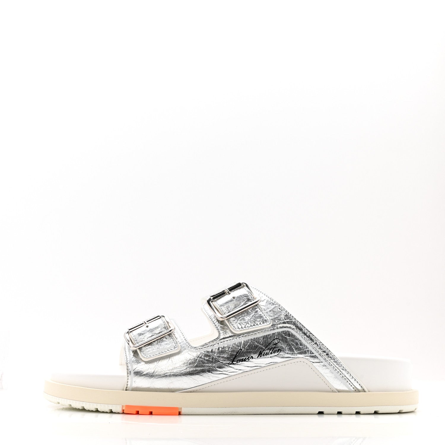 Metallic Mix Materials Mens LV Script Trainer Mules 11 Silver Multicolor