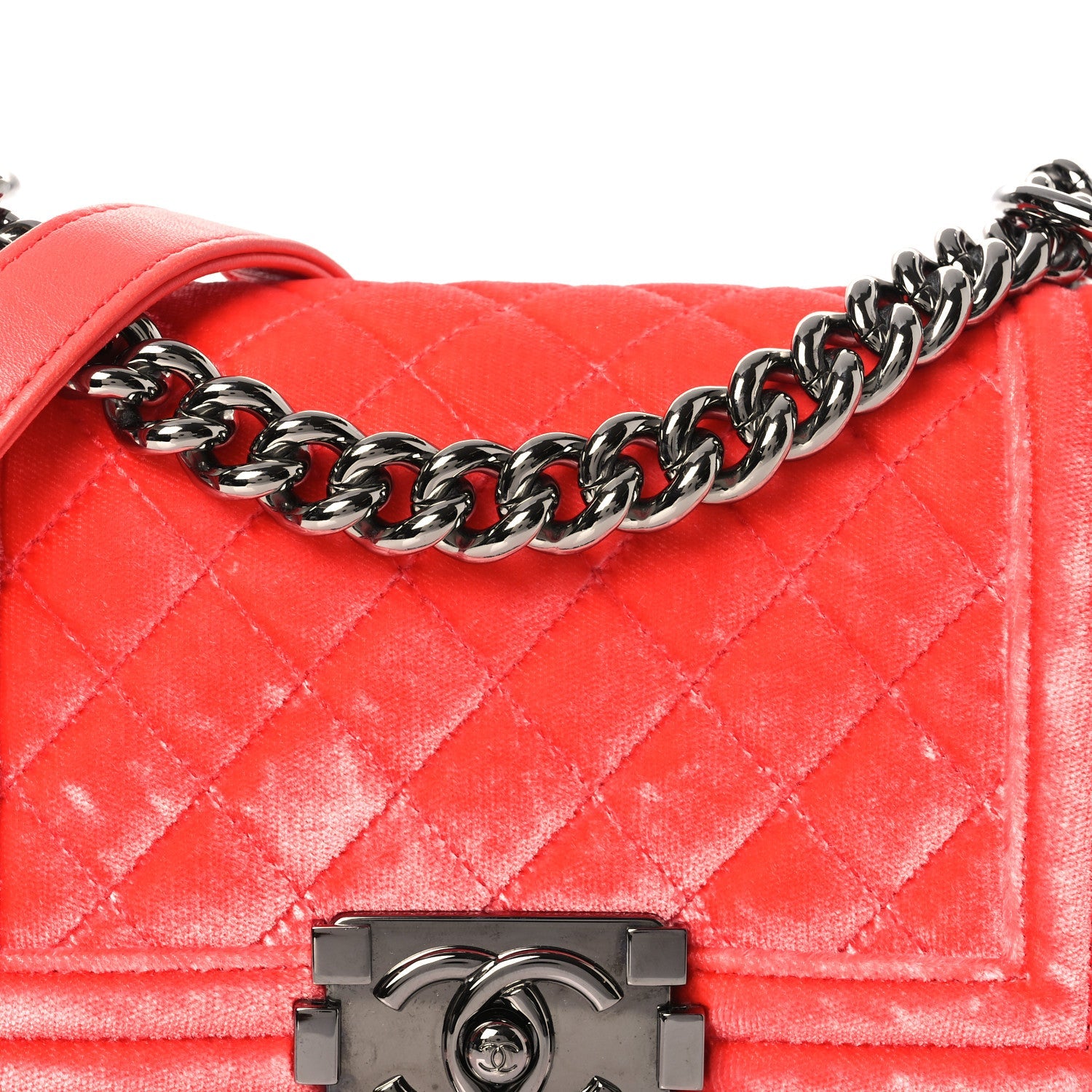 Velvet Quilted Small Boy Flap Coral