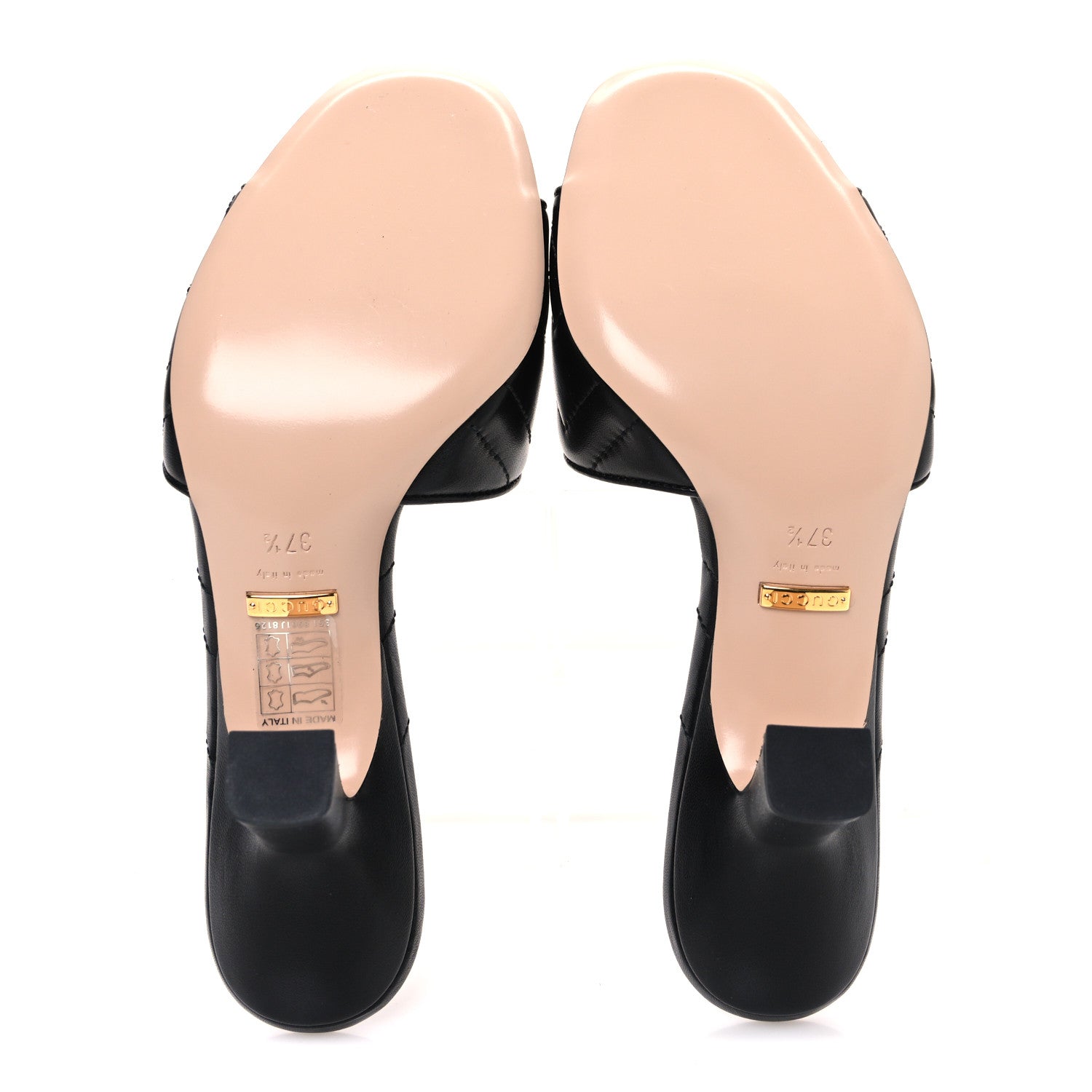 Nappa Matelasse Monochrome GG Marmont 75mm Slide Sandals 37.5 Black