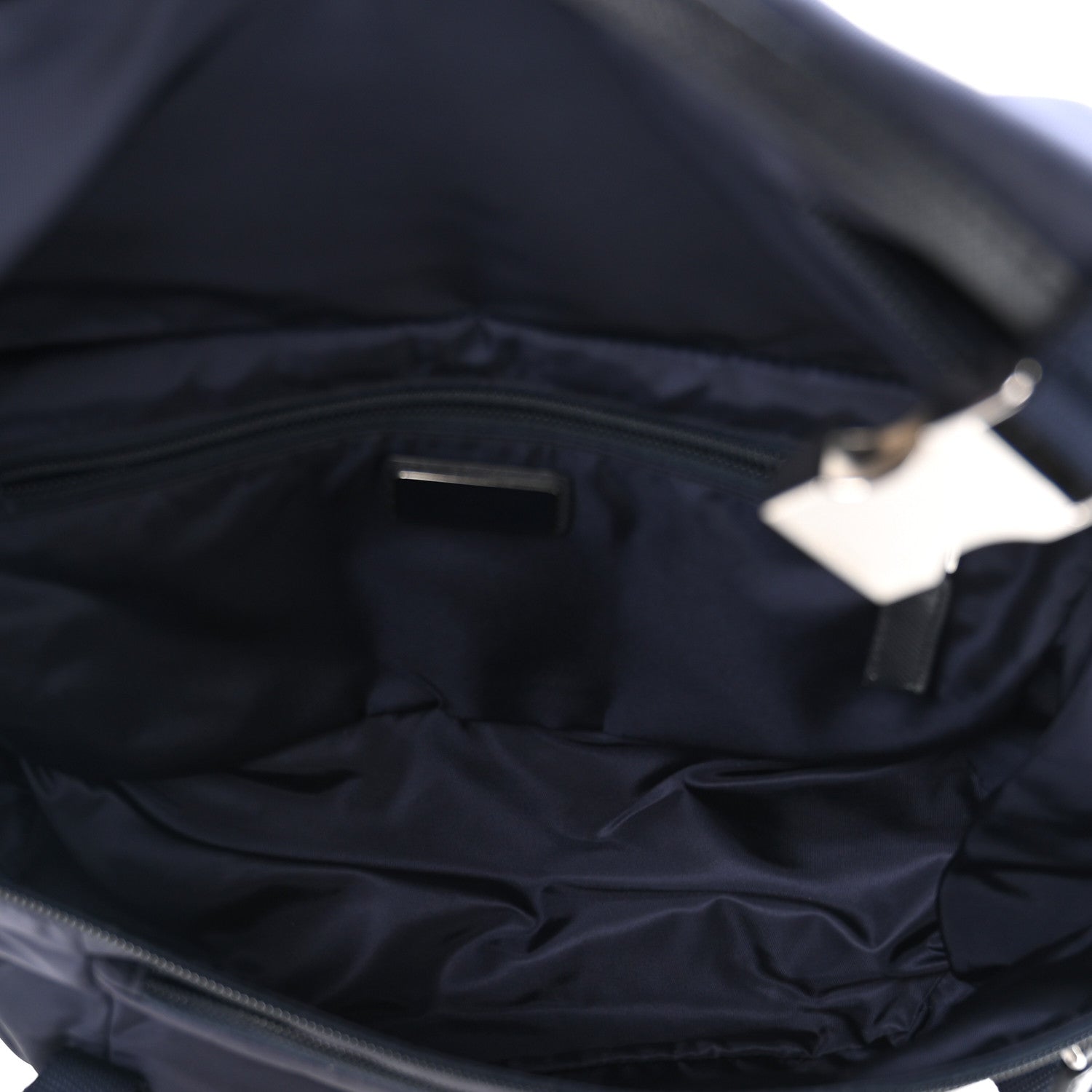 Re-Nylon Saffiano Double Snap Buckle Zip Flap Shoulder Bag Bleu