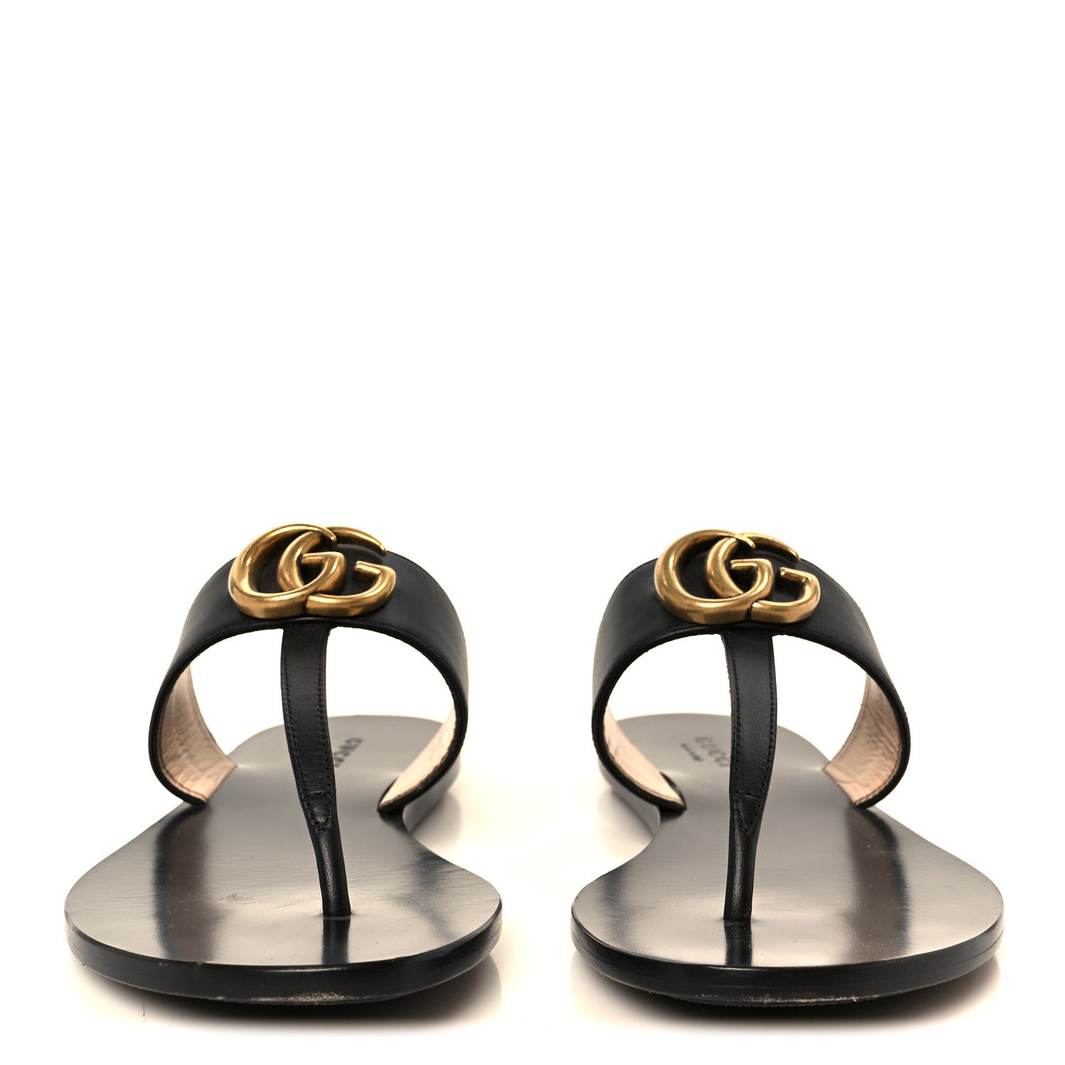 Calfskin GG Marmont Thong Sandals 36 Black