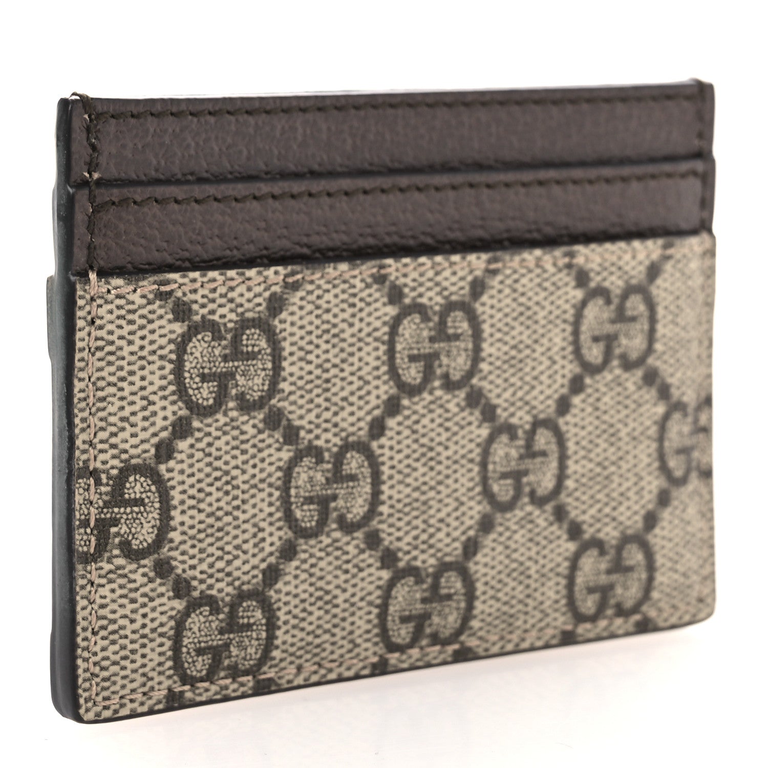 GG Supreme Monogram Textured Dollar Calfskin Ophidia Card Holder Beige Ebony New Acero