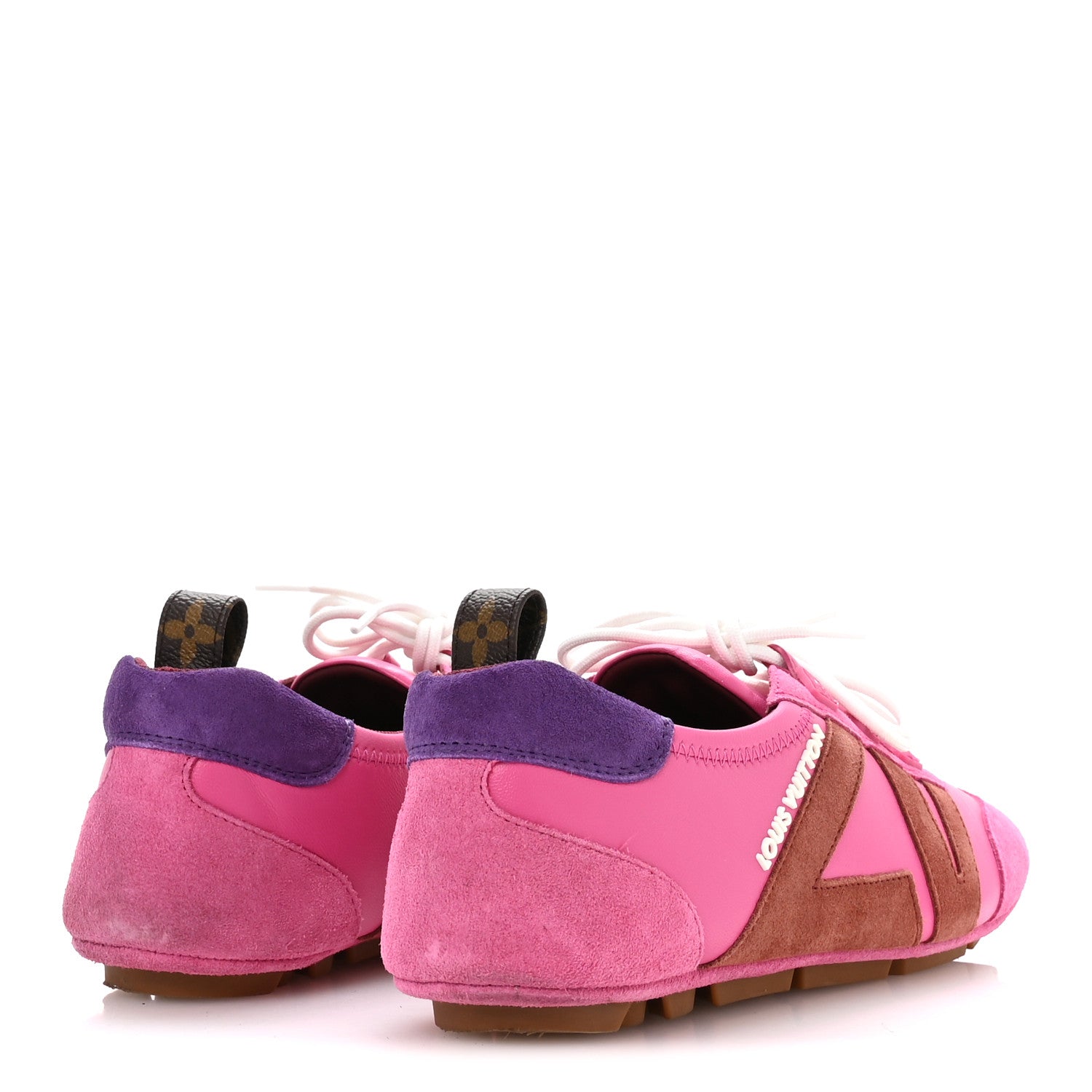 Suede Calfskin LV Sneakerina Sneakers 37 Fuchsia Pink