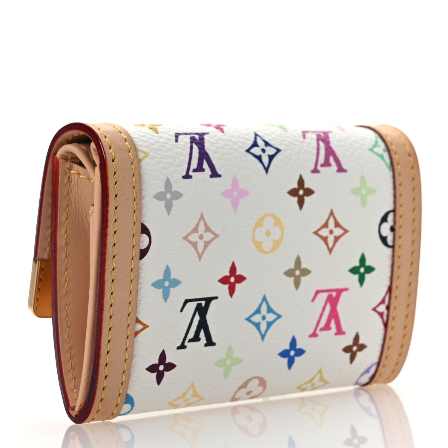 Monogram Multicolor Porte-Monnaie Plat Coin Purse White
