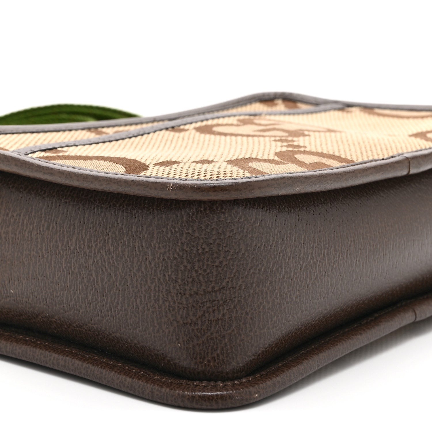 Monogram Jumbo GG Textured Dollar Calfskin Web Mini Crossbody Bag Camel Ebony New Acero
