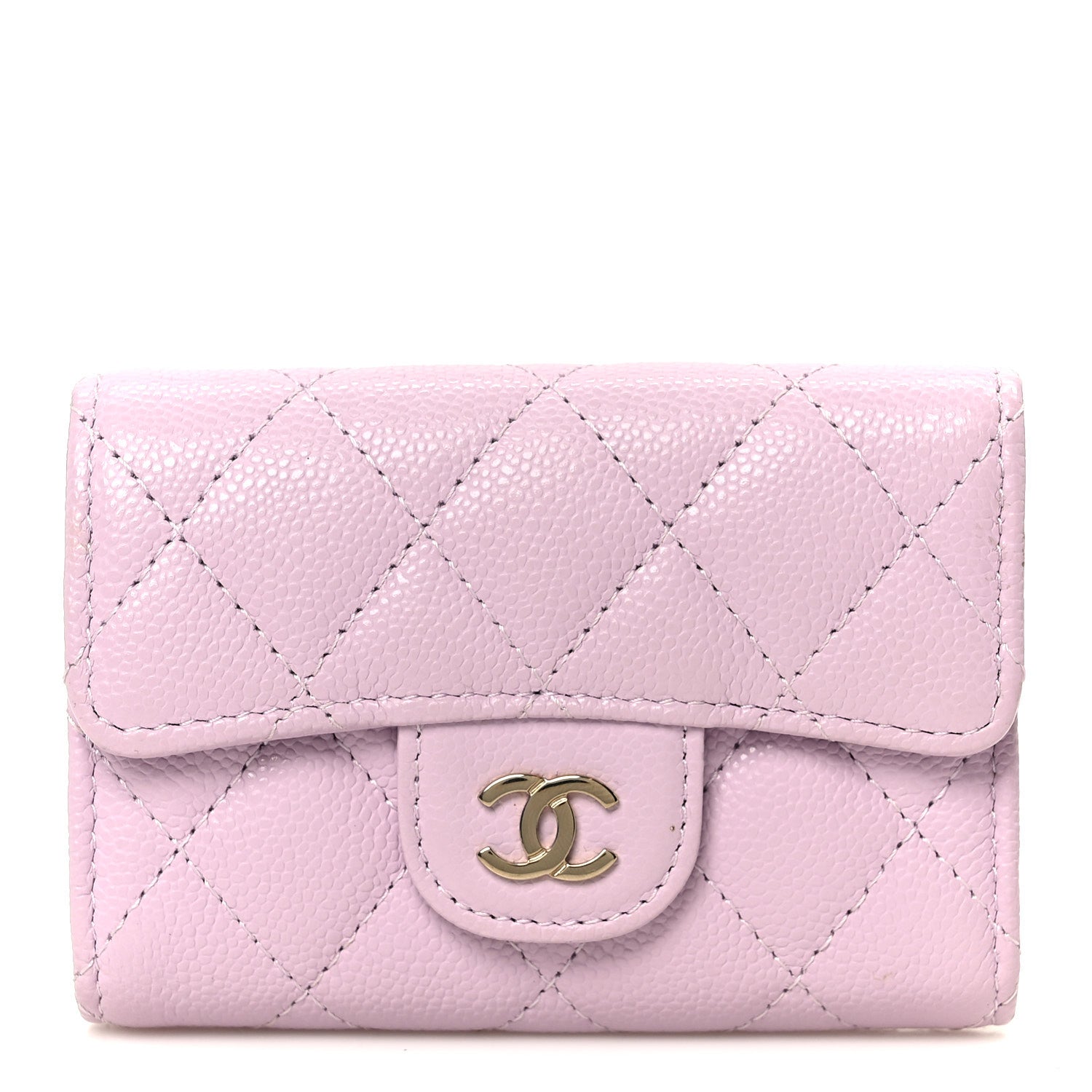 Caviar Quilted Classic 4 Key Holder Wallet Light Pink