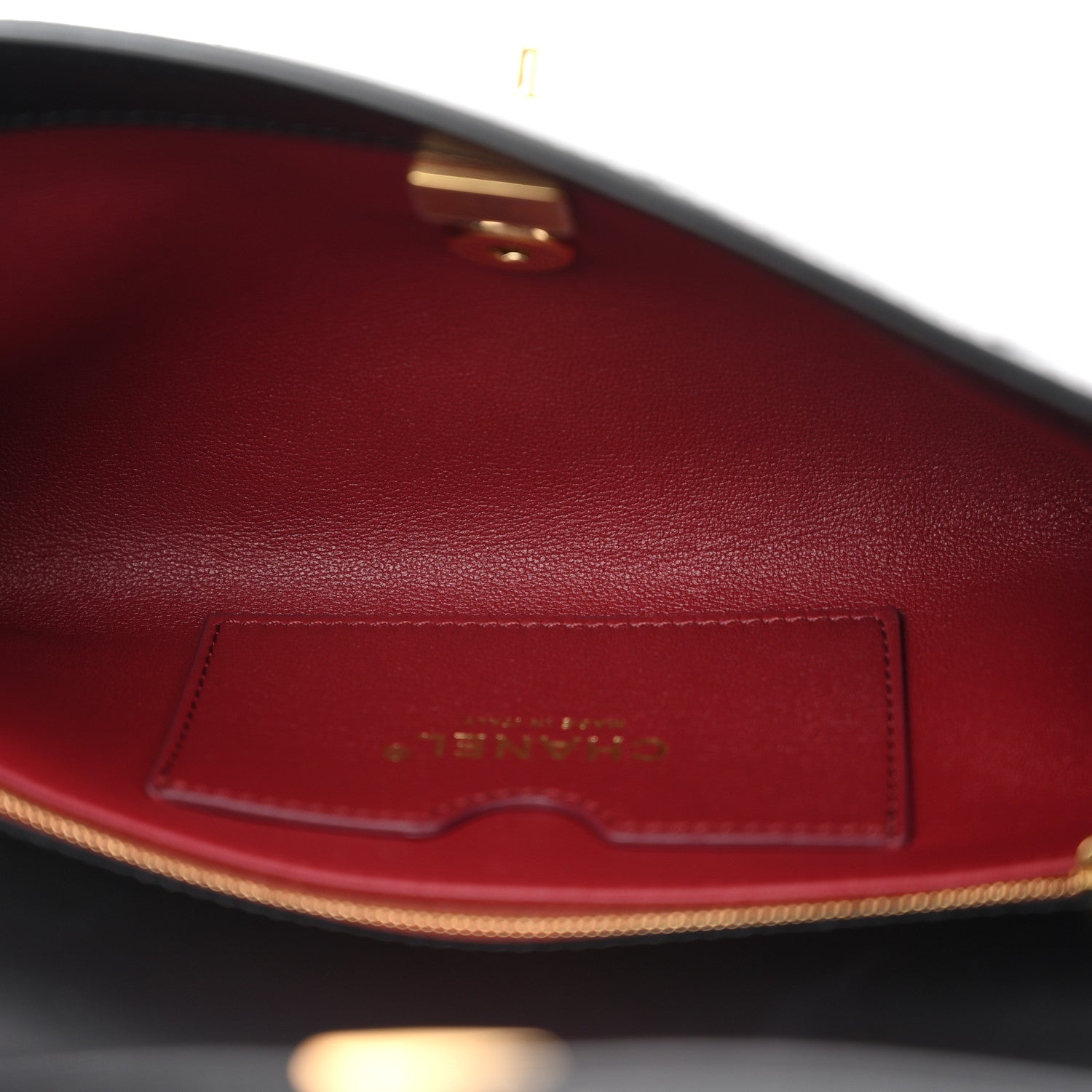 Lambskin Chevron Quilted Top Handle Envelope Clutch Black