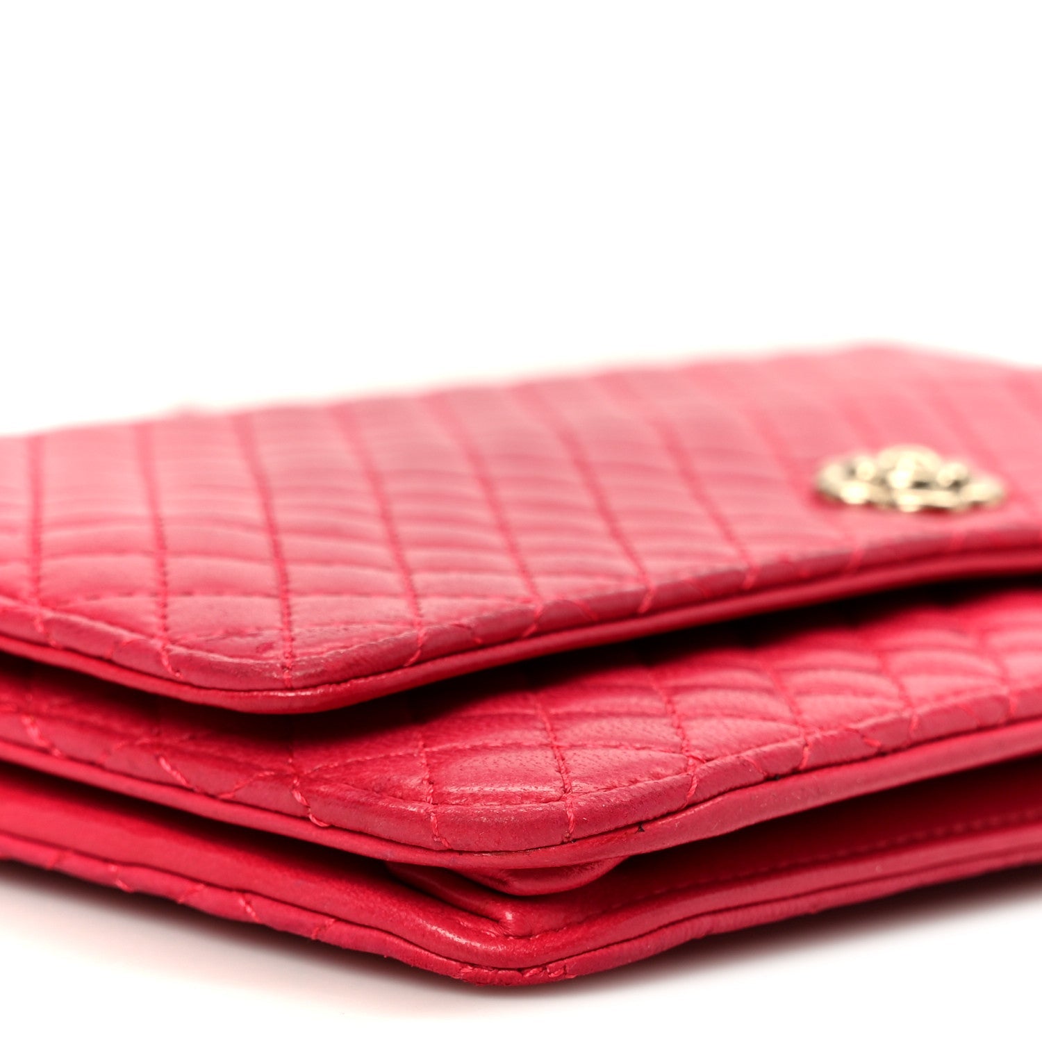 Lambskin Micro Quilted Wallet On Chain WOC Fuchsia